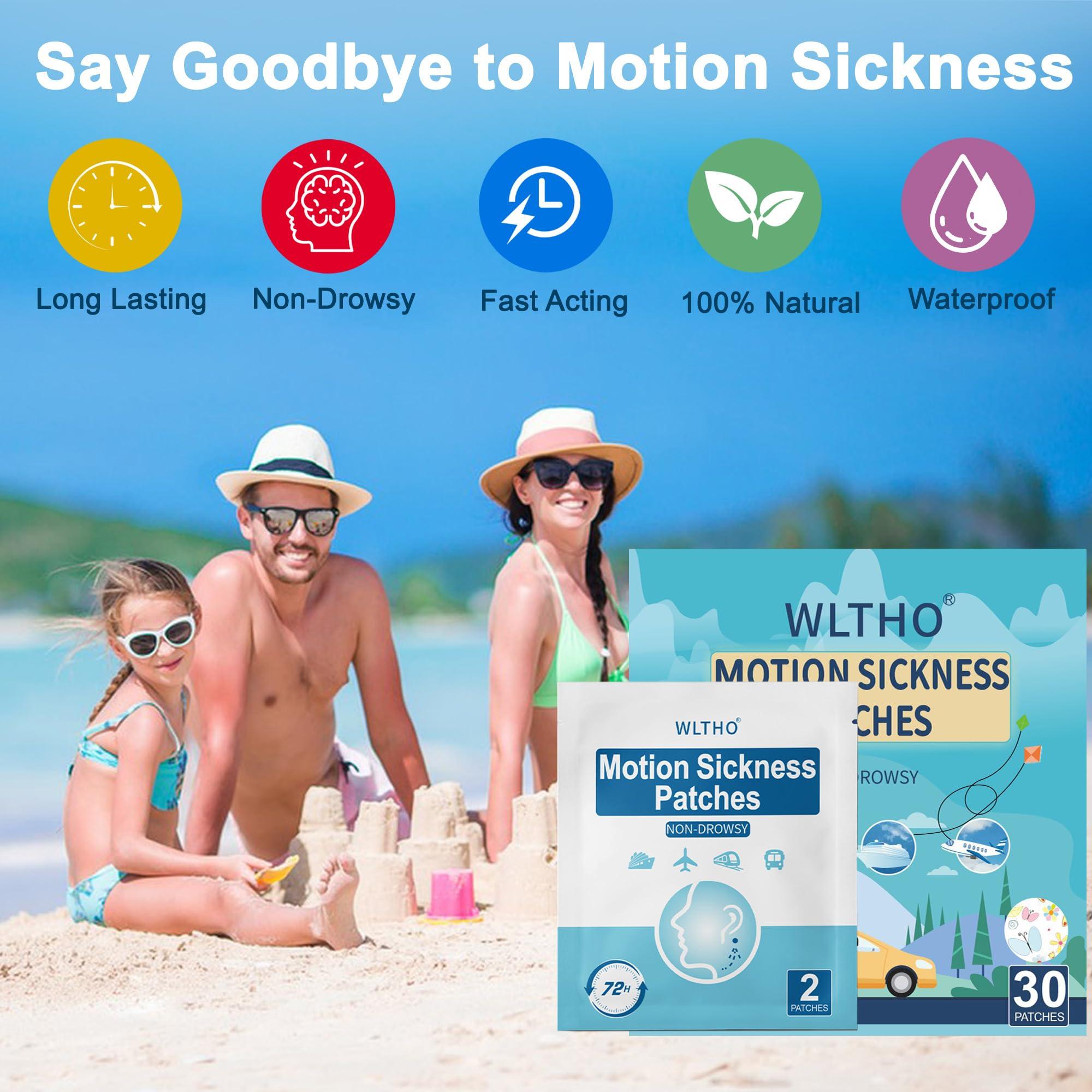 WLTHO 30ct Motion Sickness Patches Non Drowsy, Sea Sickness Patch for Cruise Travel Essentials, Waterproof Patches Behind Ear, Custom Cute Color, Long Last 72H - Image 2