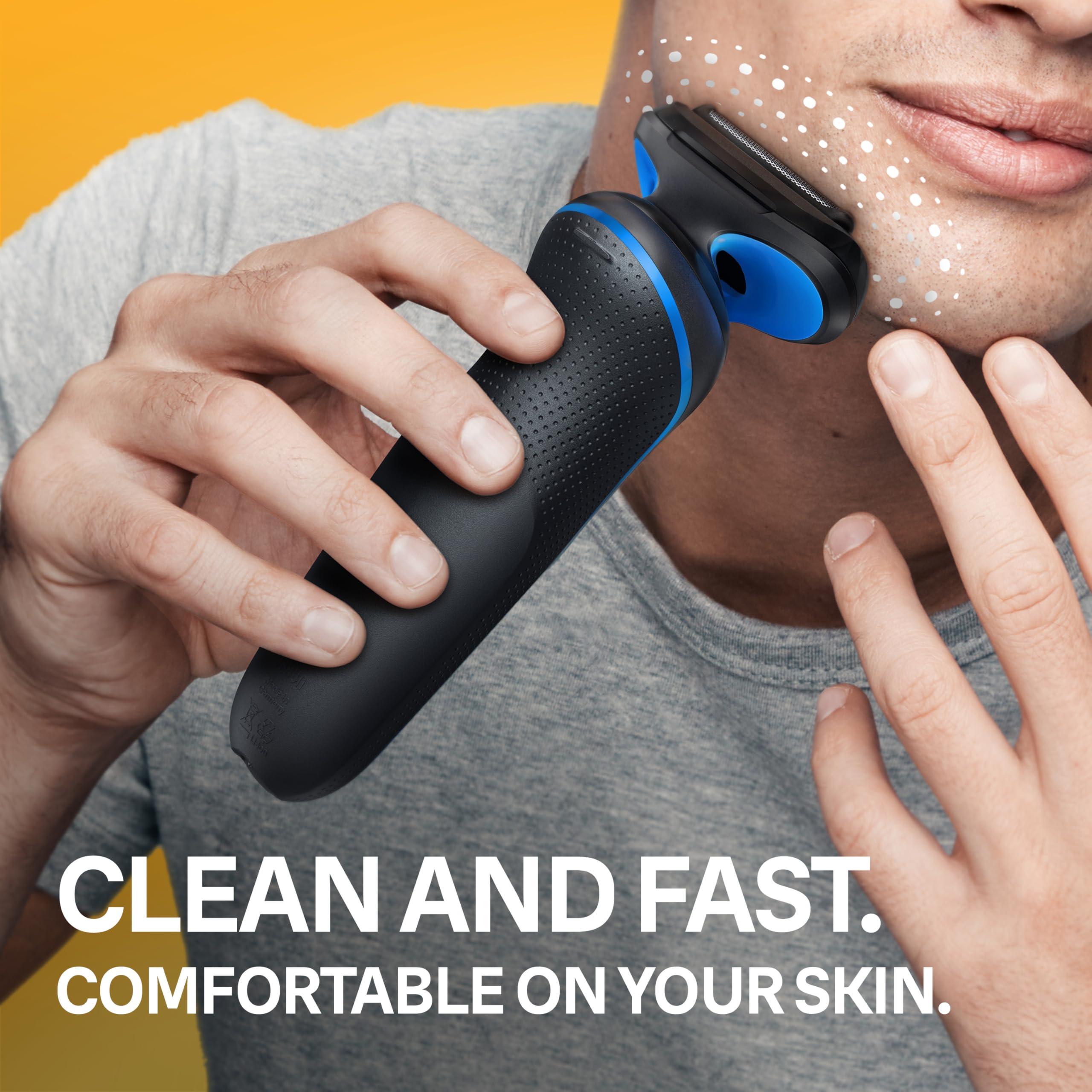 Braun Electric Shaver for Men, Series 5 5150cs, Wet & Dry Shave, Turbo Shaving Mode, Foil Shaver, with Beard Trimmer, Body Groomer and Charging Stand, Blue - Image 4