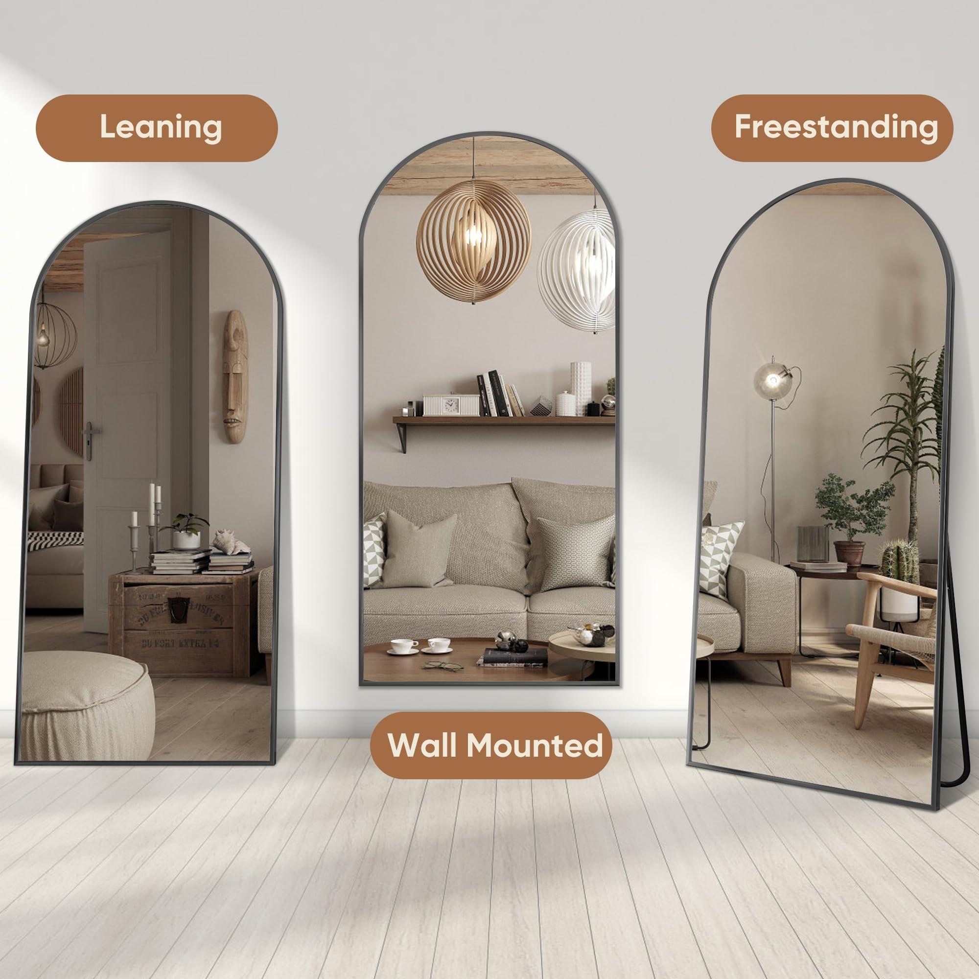 Full Length Mirror, 76"x34" Oversized Arched Mirror Large Standing Mirrors, Tall Mirrors Body Floor Mirror Wall Mirror Hanging Mirrors for Bedroom Living Room Aluminum Frame,Black - Image 5