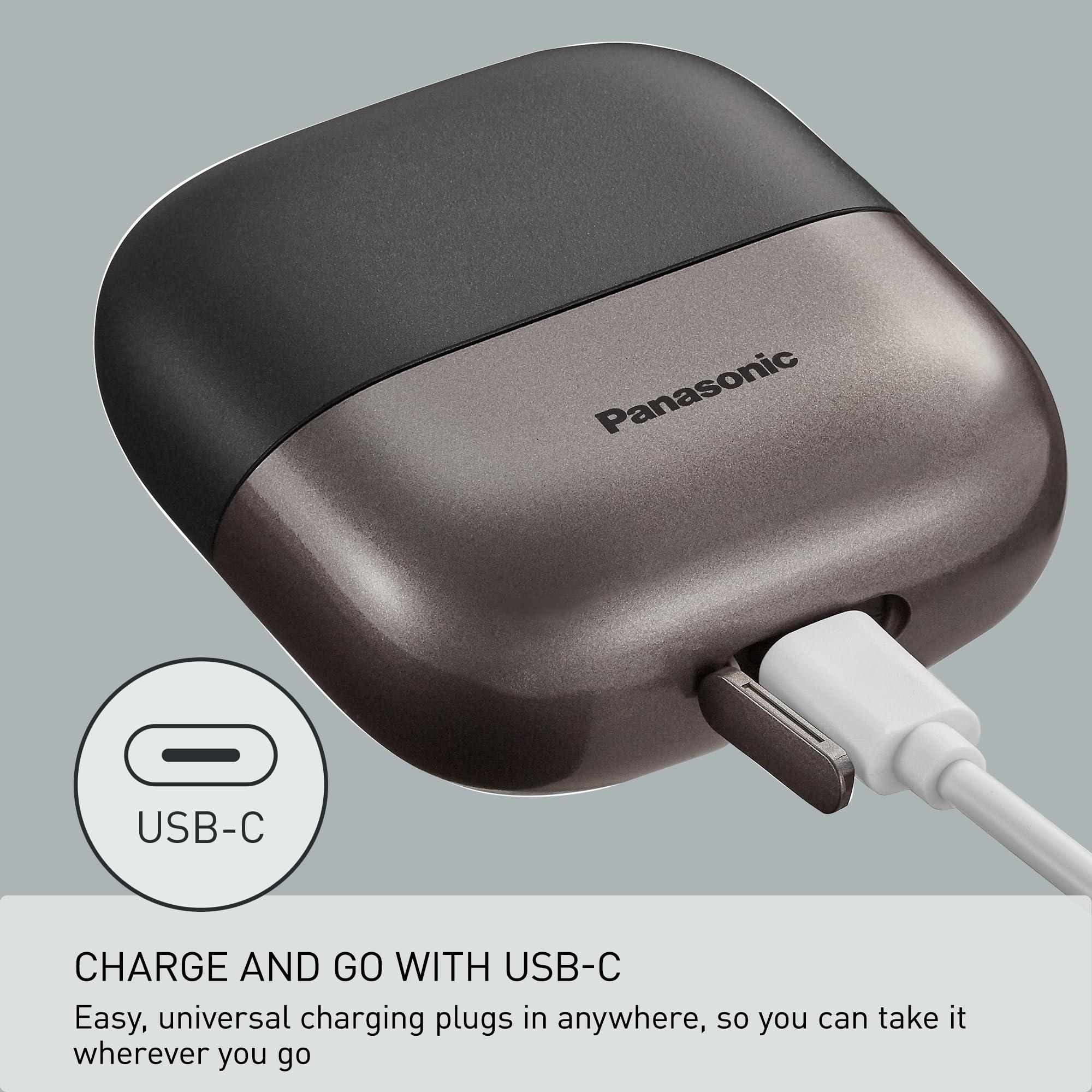 Panasonic Swipe Right Travel Shaver for Men, Portable Electric Razor with USB-C Charging, 3-Blade Cutting System and Beard Sensor Technology, Wet/Dry Use - ES-CM3A-K - Image 4