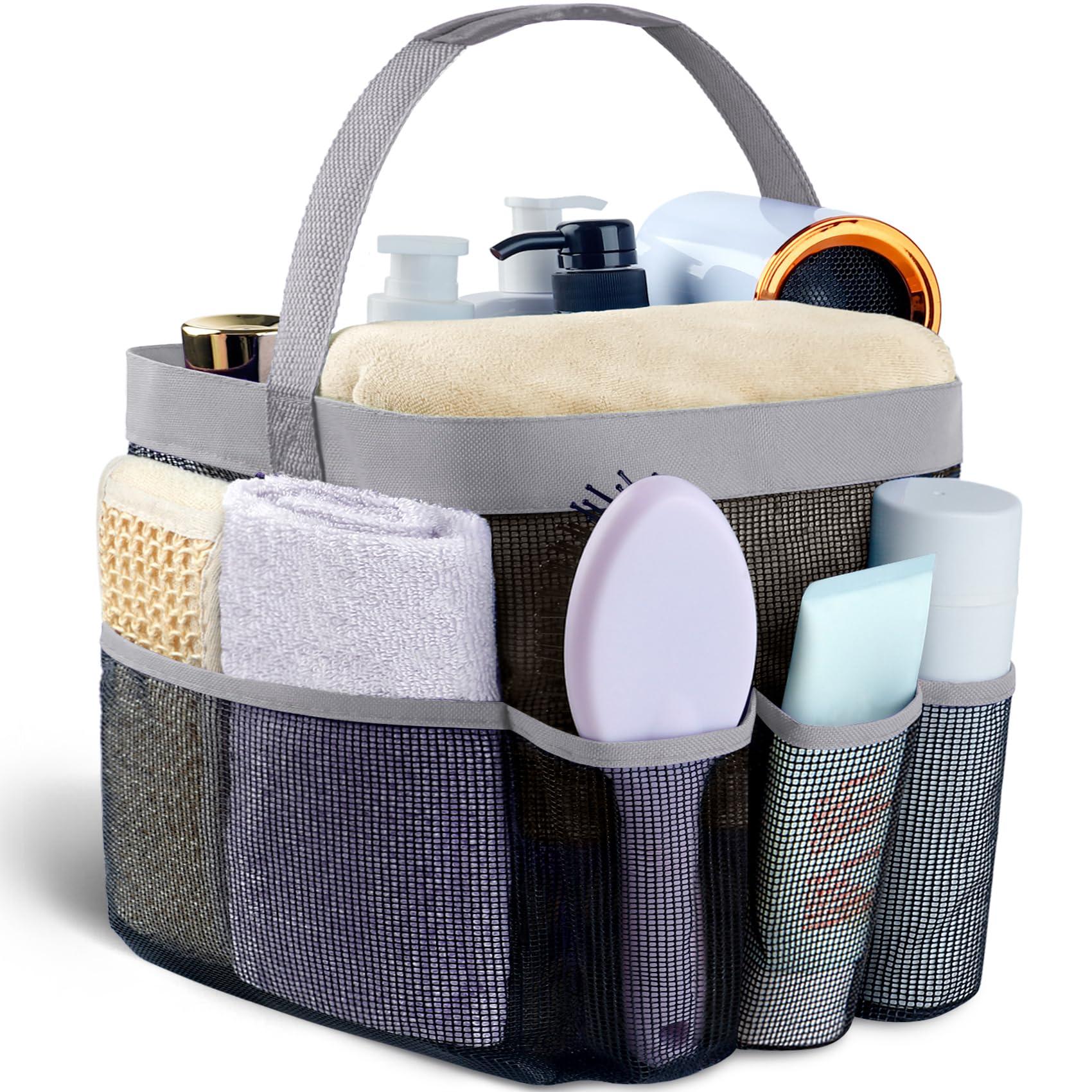 Attmu Mesh Shower Caddy Portable for College Dorm Room Essentials with 8 Pockets, Hanging Shower Caddy Dorm Basket, Quick Dry Shower Bag for Bathroom
