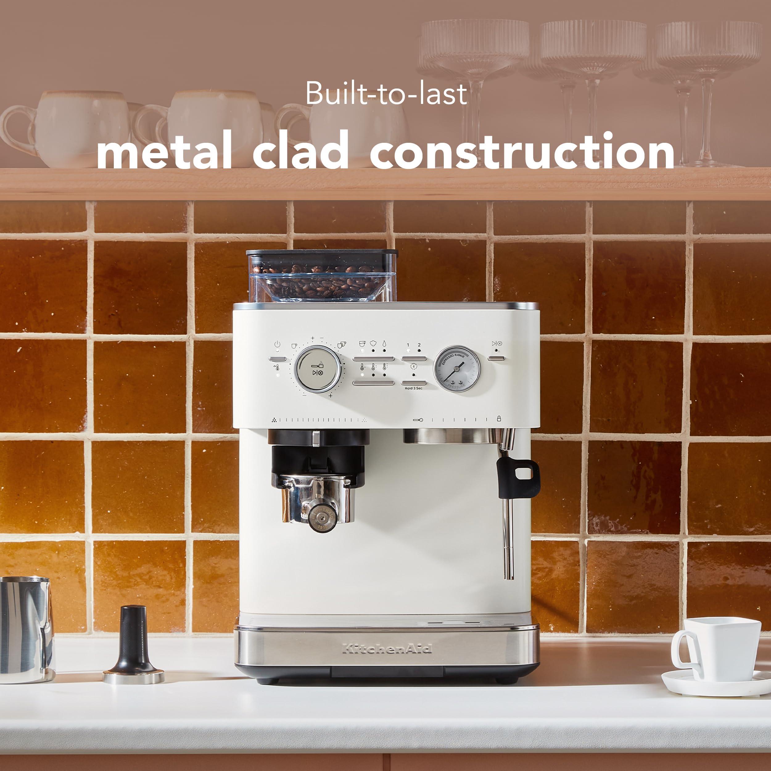 KitchenAid Semi Automatic Espresso Machine with Burr Grinder, KES6551, Porcelain White - Image 6