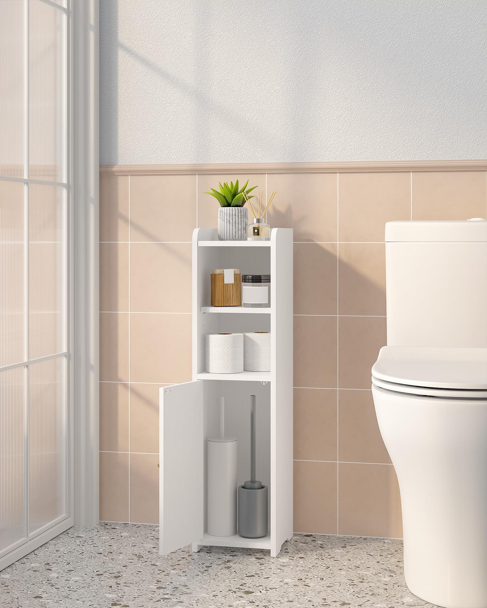 Hzuaneri Bathroom Storage Cabinet, Corner Floor Cabinet with Doors and Adjustable Shelf, Narrow Toilet Paper Cabinets, Bathroom Organizer for Small Spaces, White BC19703X - Image 5