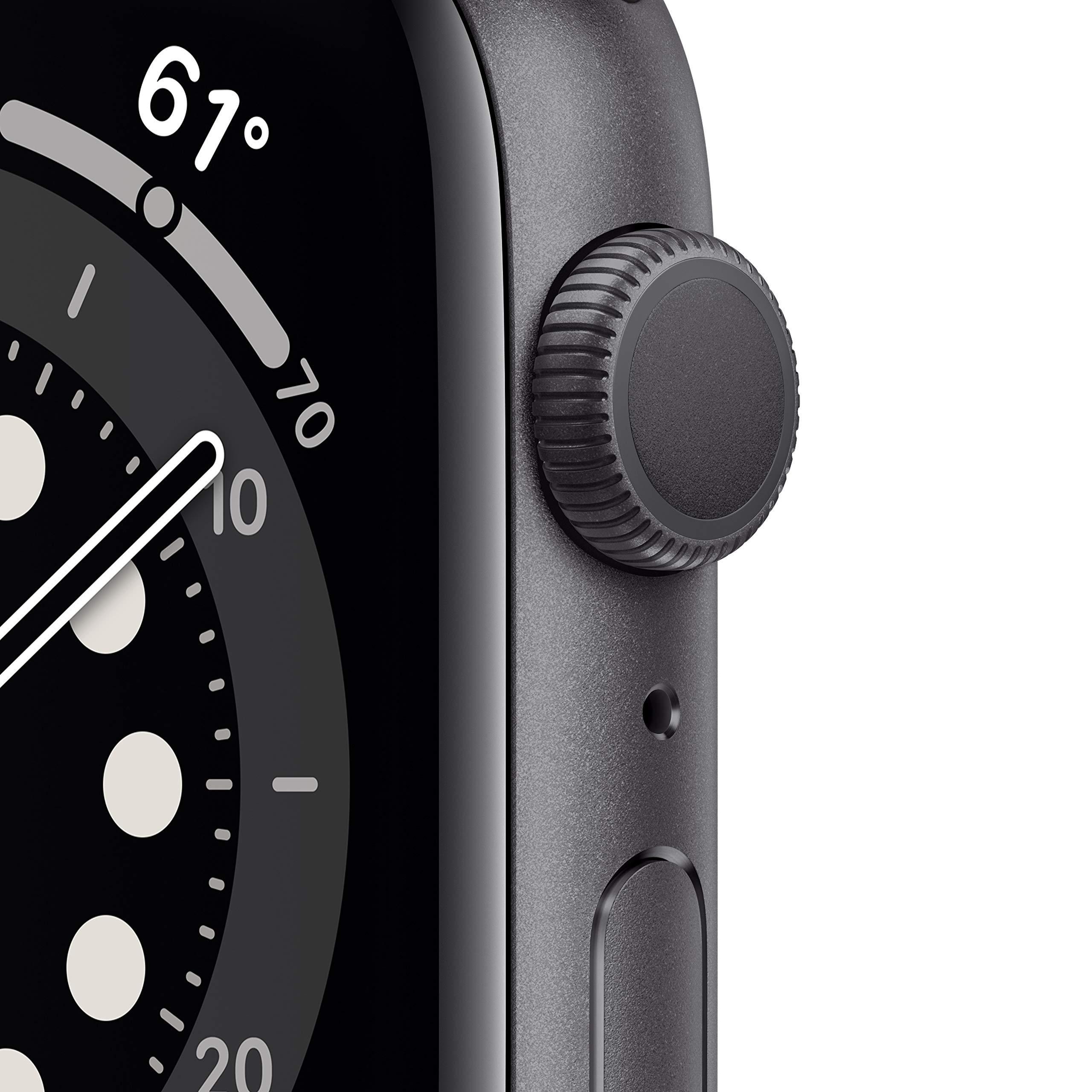 Apple Watch Series 6 (GPS, 44mm) - Space Gray Aluminum Case with Black Sport Band (Renewed) - Image 2