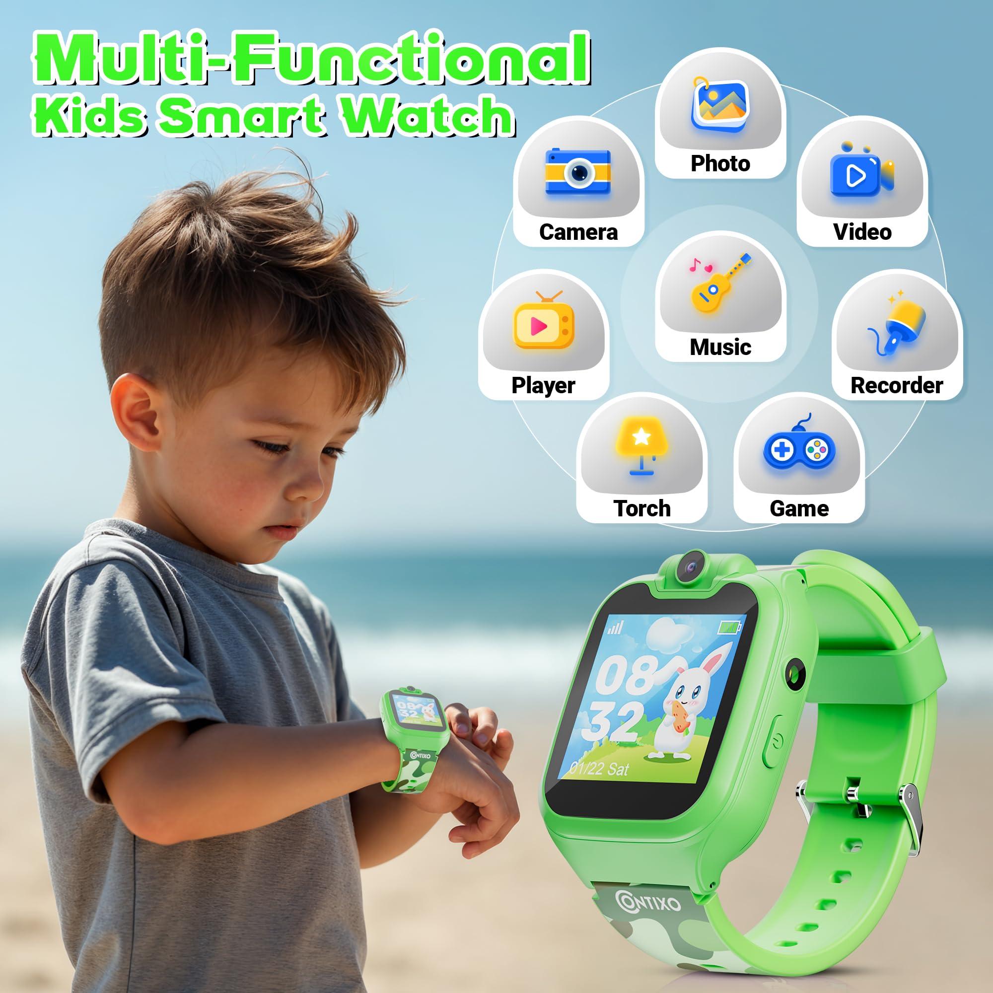 Contixo Kids Smart Watch-HD Touch Screen Educational Smartwatch with Camera, Video & Audio Recording, MP3 Music Player for Kids 3-12 Year Old Boys and Girls Children-Green - Image 2