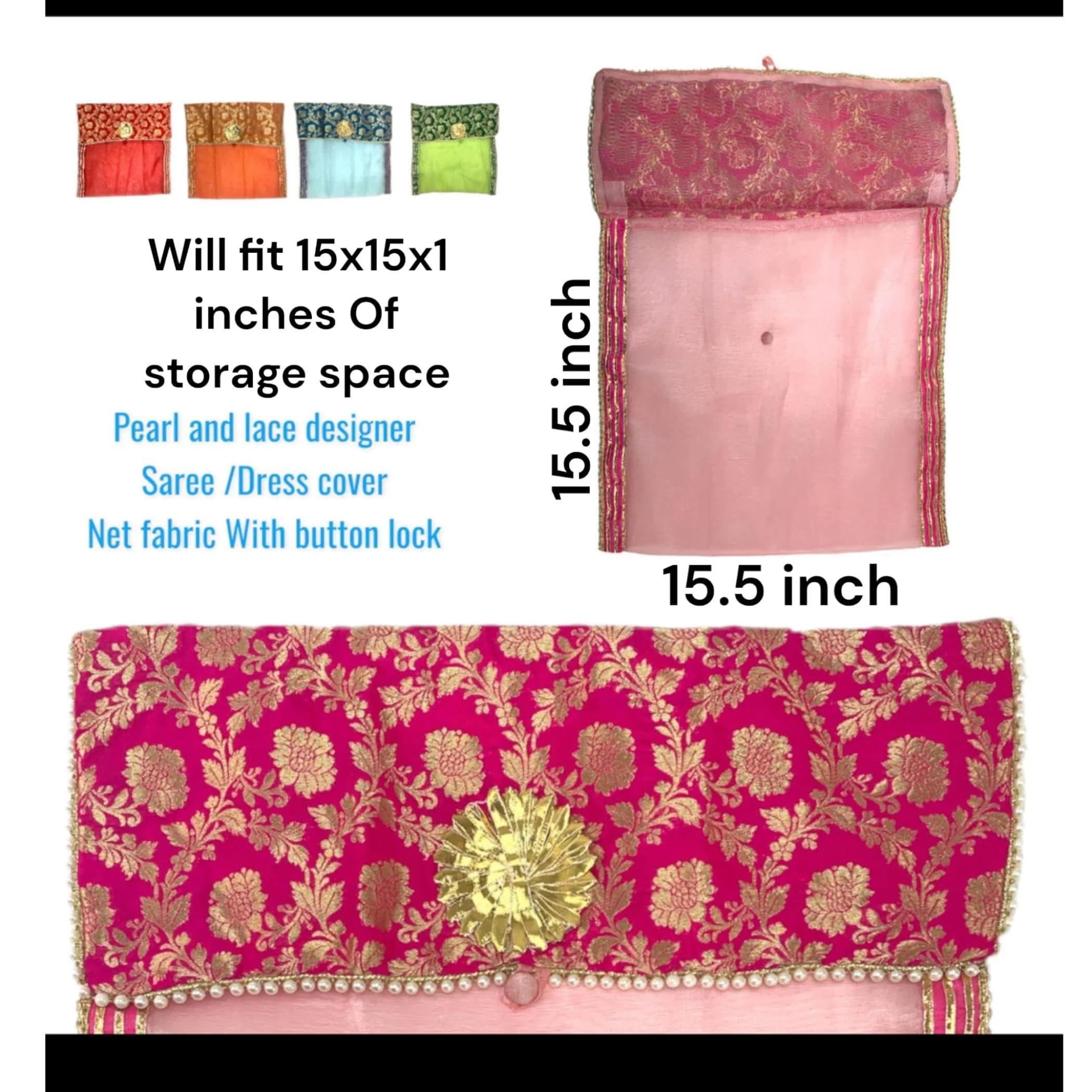LOVENSPIRE 2 Pieces Saree Covers with Button Closure Saree Bags Clothes Covers Organizer for Wardrobe and Gifting Storage Wedding Favor Packing Bags Cloth Organizer Case - Image 4