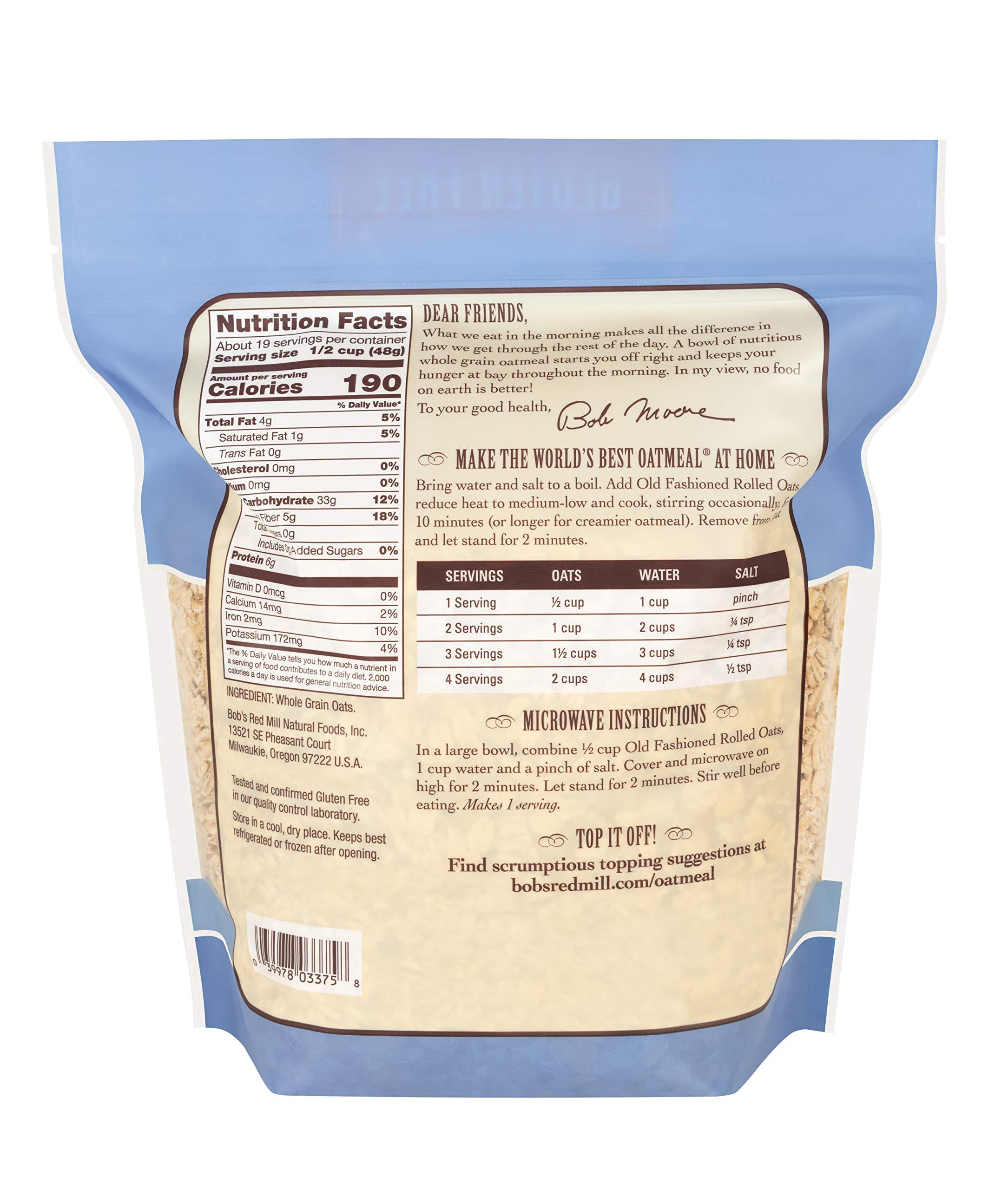 Bob's Red Mill Gluten Free Old Fashioned Rolled Oats, 32oz (Pack of 4) - Non GMO, Whole Grain, Vegan, Kosher - Image 2