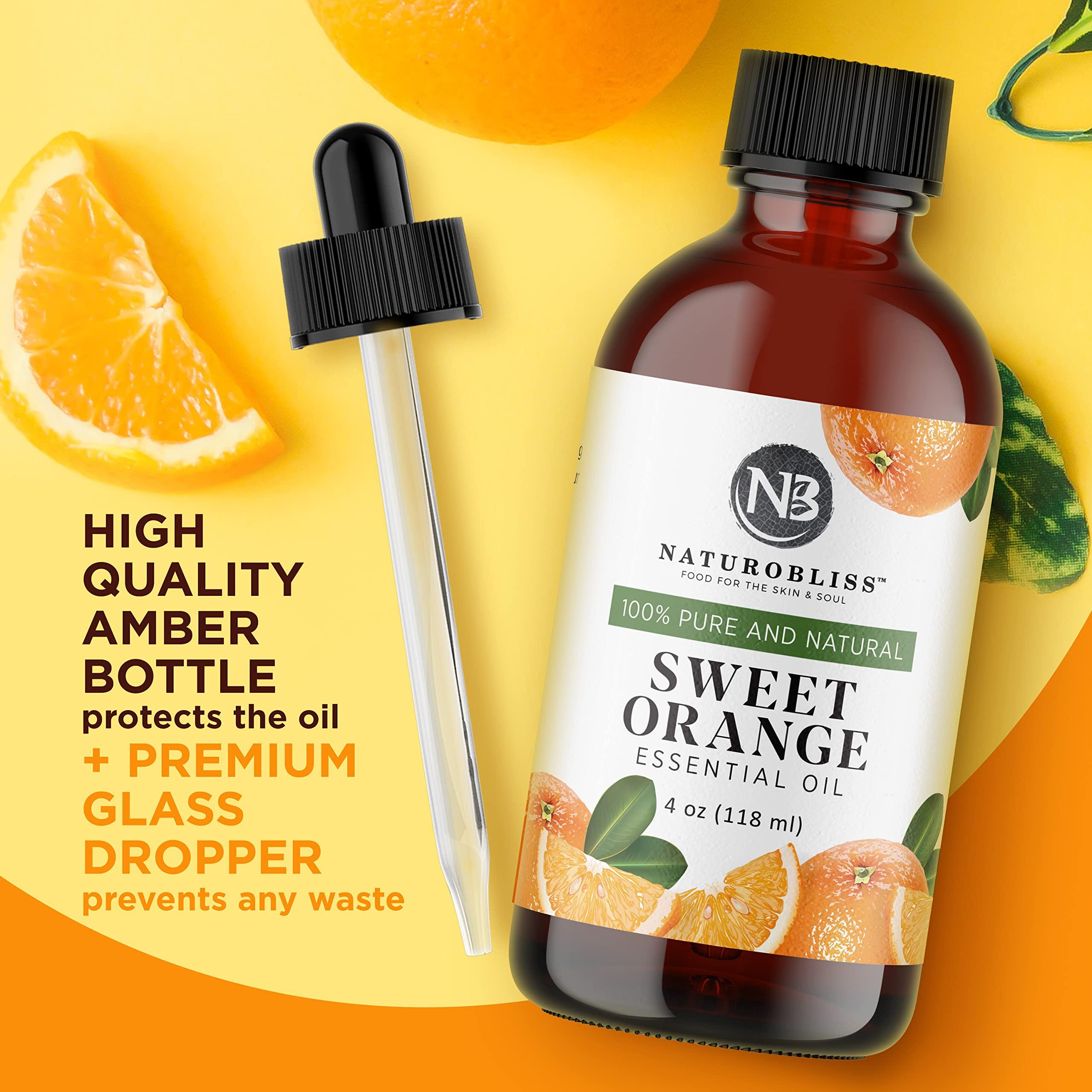 NaturoBliss 100% Pure & Natural Sweet Orange Essential Oil Therapeutic Grade Premium Quality Oil with Glass Dropper - Huge 4 fl. Oz - Perfect for Aromatherapy and Relaxation - Image 7
