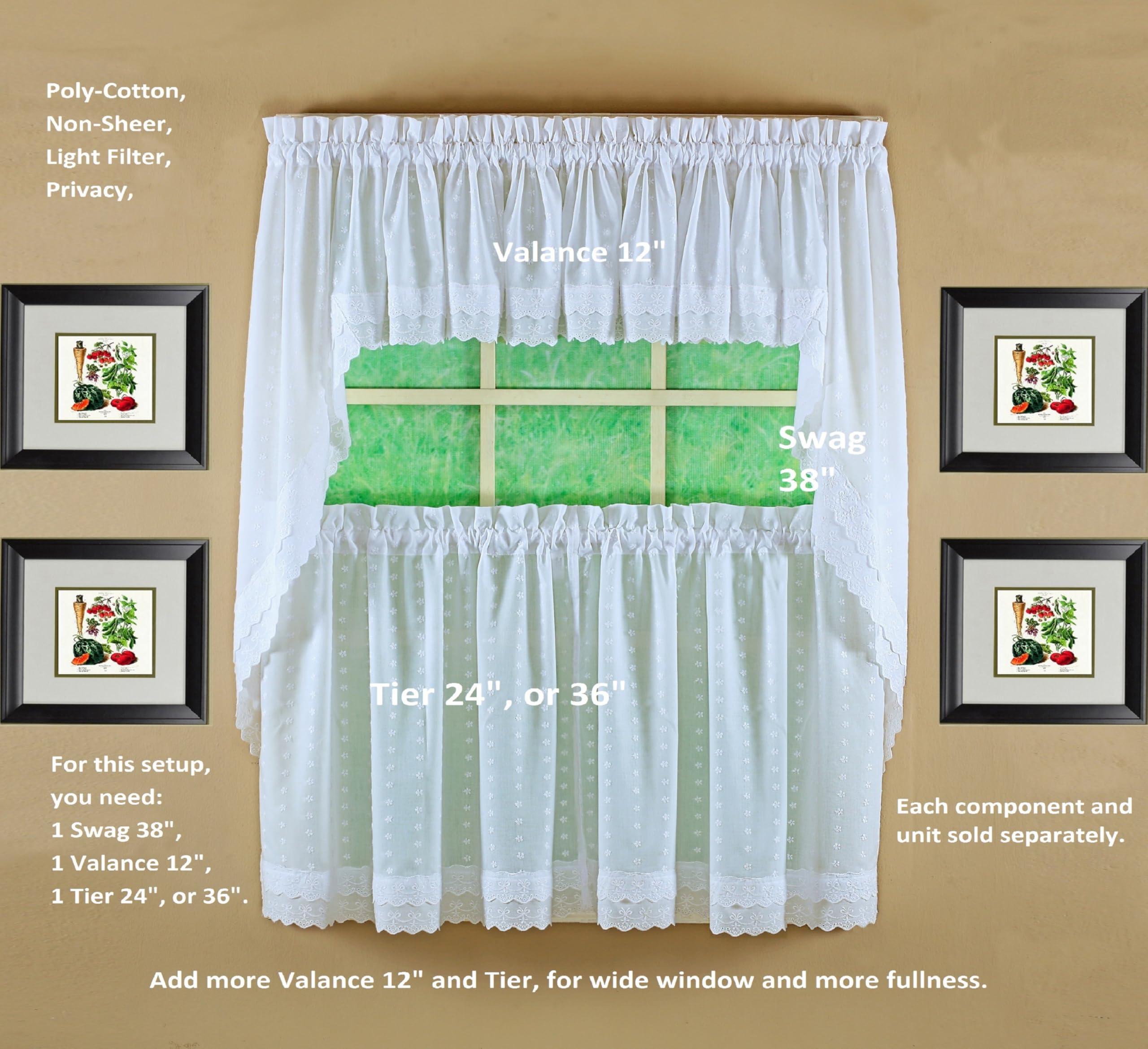 Today's Curtain, Ribbon Eyelet Swag 38", White, 60" W x 38" L - Image 5