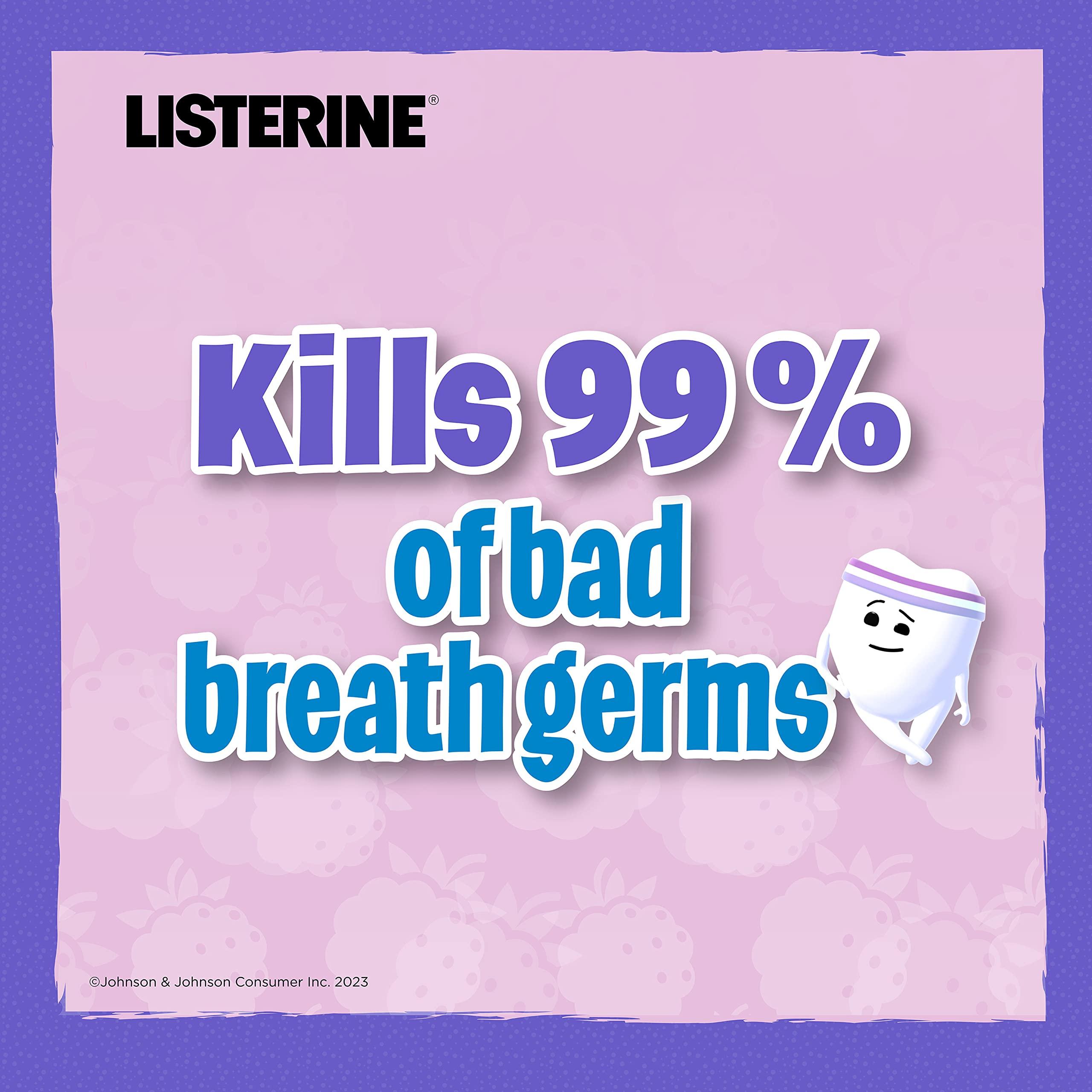 Listerine Smart Rinse Kids Alcohol-Free Anticavity Fluoride Mouthwash for Cavity Protection, Berry Splash Flavor, 500 mL (Pack of 2), Purple - Image 4