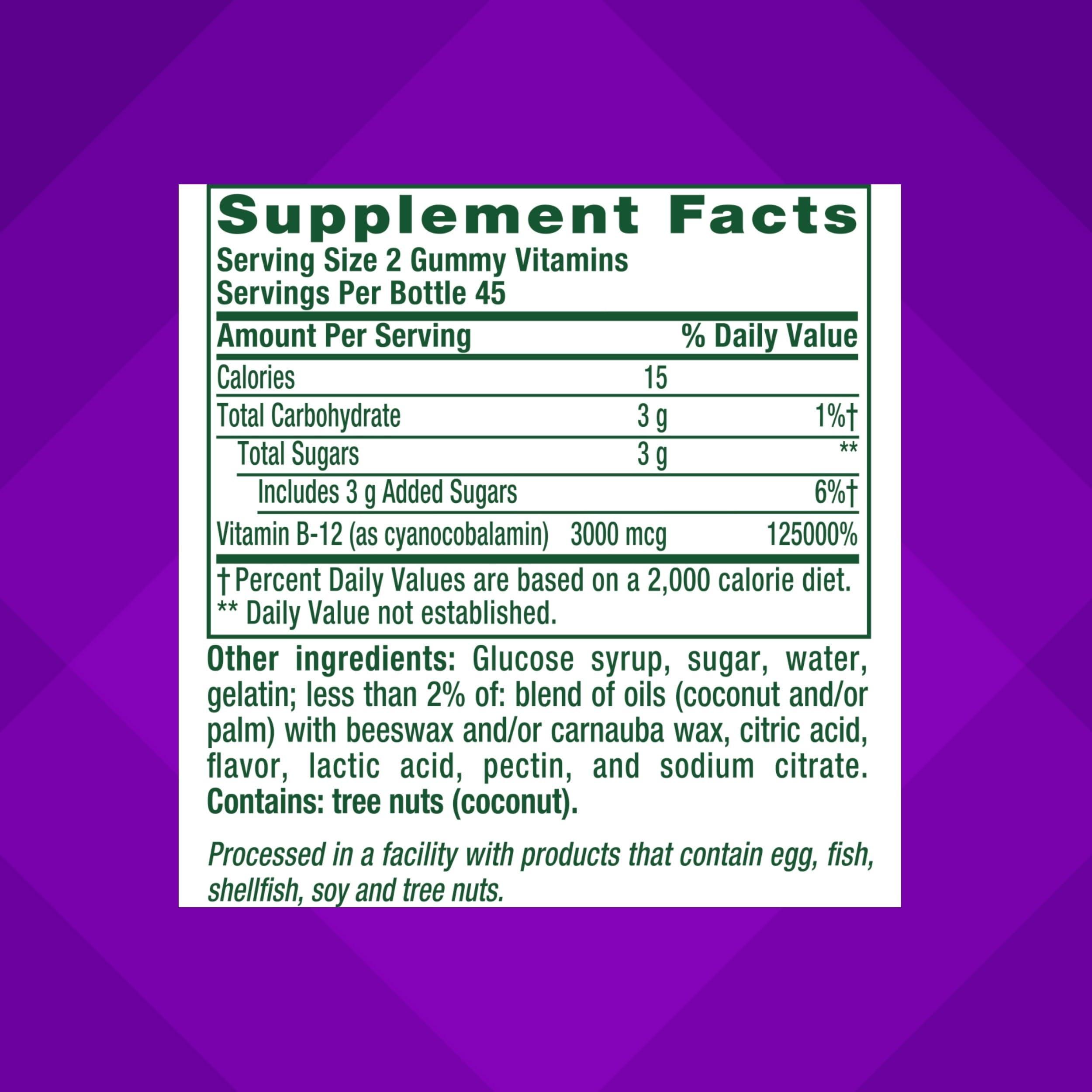 vitafusion Extra Strength Vitamin B12 Gummy Vitamins for Energy Metabolism Support and Nervous System Health Support, Cherry Flavored, America’s Number 1 Gummy Vitamin Brand, 45 Day Supply, 90 Count - Image 4