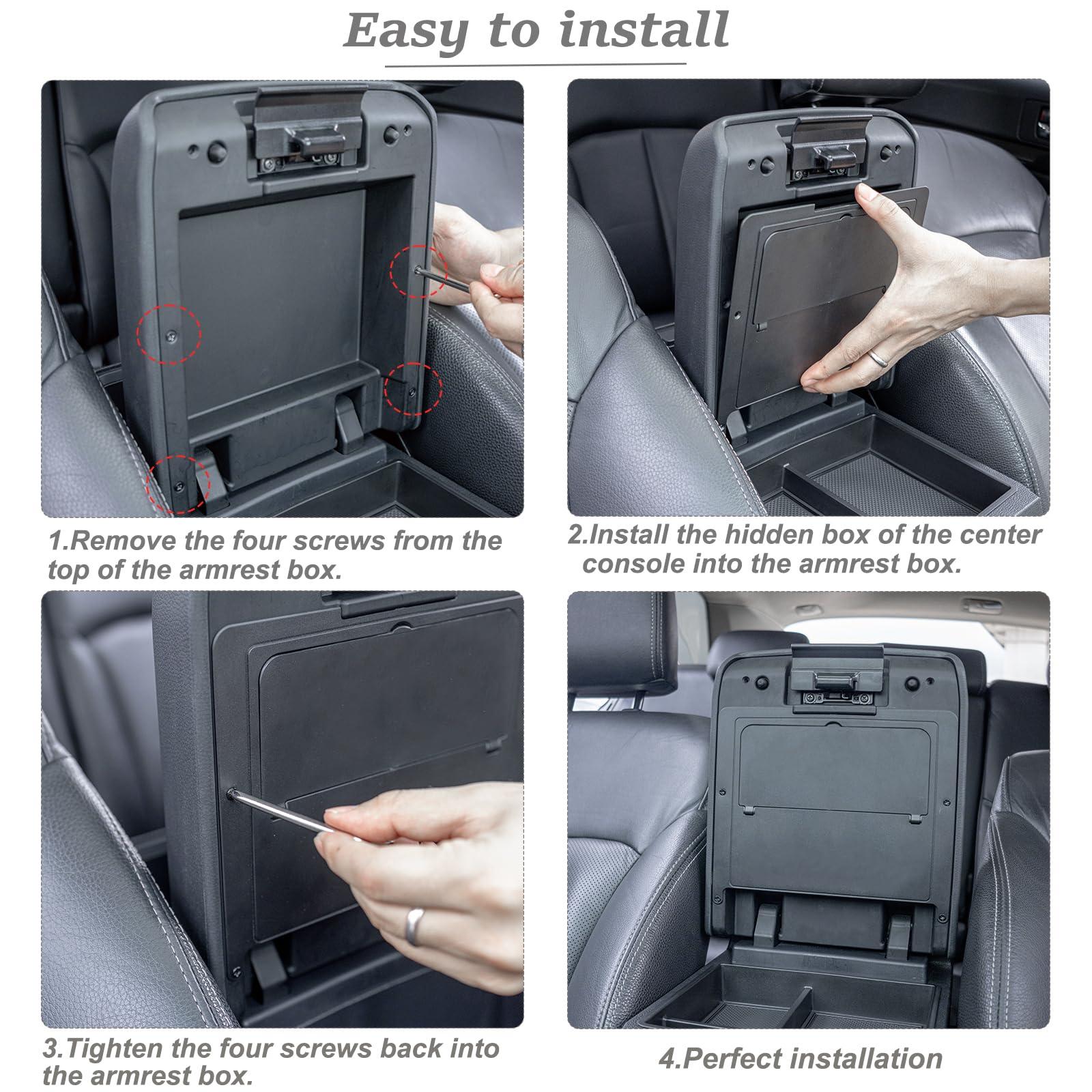 JKCOVER Center Console Hidden Box Organizer Compatible with 2024 2025 Toyota Tacoma Accessories Armrest Secret Compartment Press to Open and Close（Patented Design） - Image 6