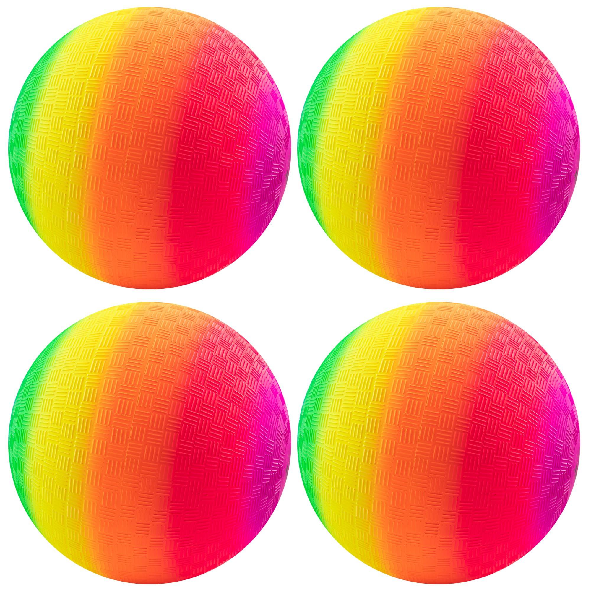 Micsoa Mic Playground Balls Kickballs 8.5 Inch, Rainbow Playground Ball Set for Kids and Adults, Dodgeball Kick Balls Handball for Indoor & Outdoor Schoolyard Games with Hand Pump(4 Pack) - Image 8