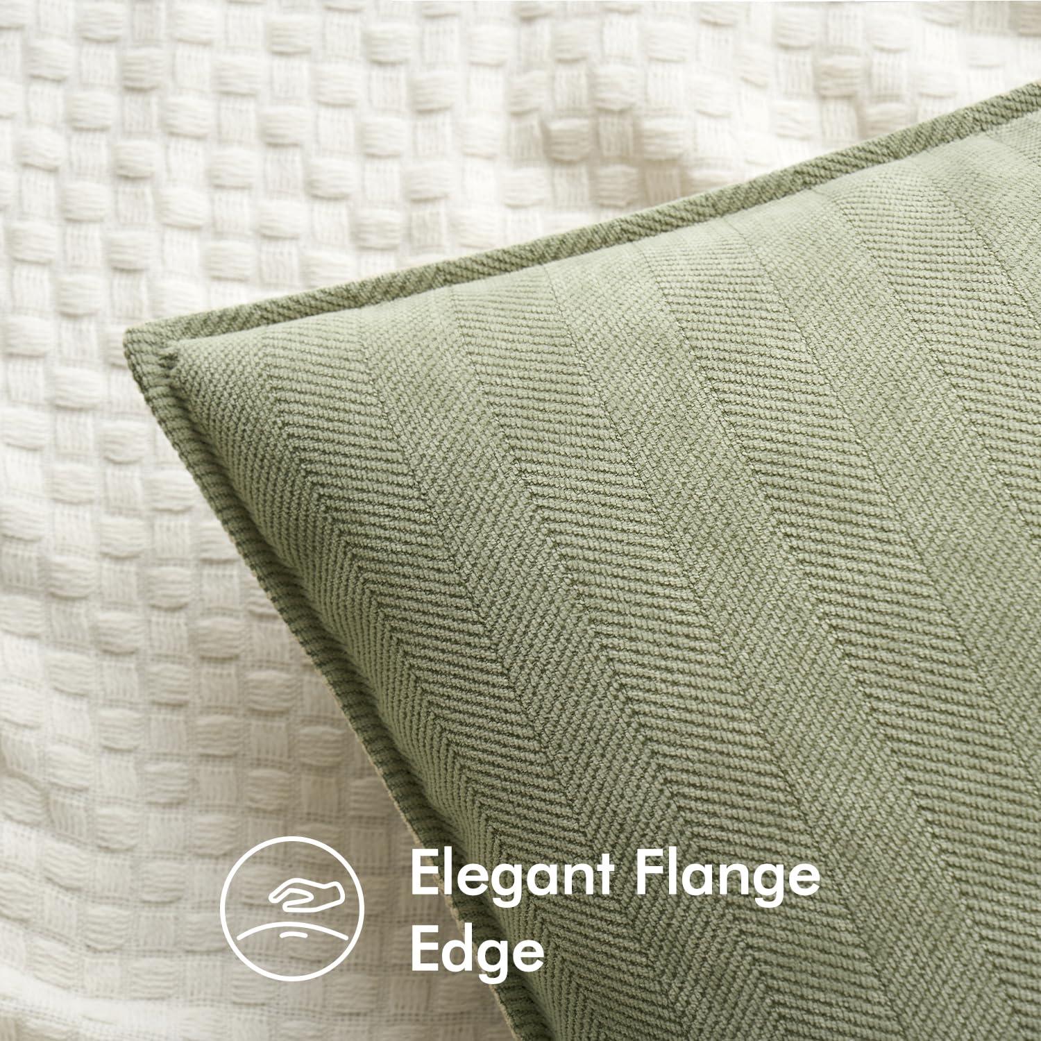 MIULEE Pack of 2 Sage Green Decorative Pillow Covers 20x20 Inch Soft Chenille Luxurious Couch Throw Pillows Farmhouse Cushion Covers with Elegant Design for Sofa Bedroom Living Room Home Decor - Image 3