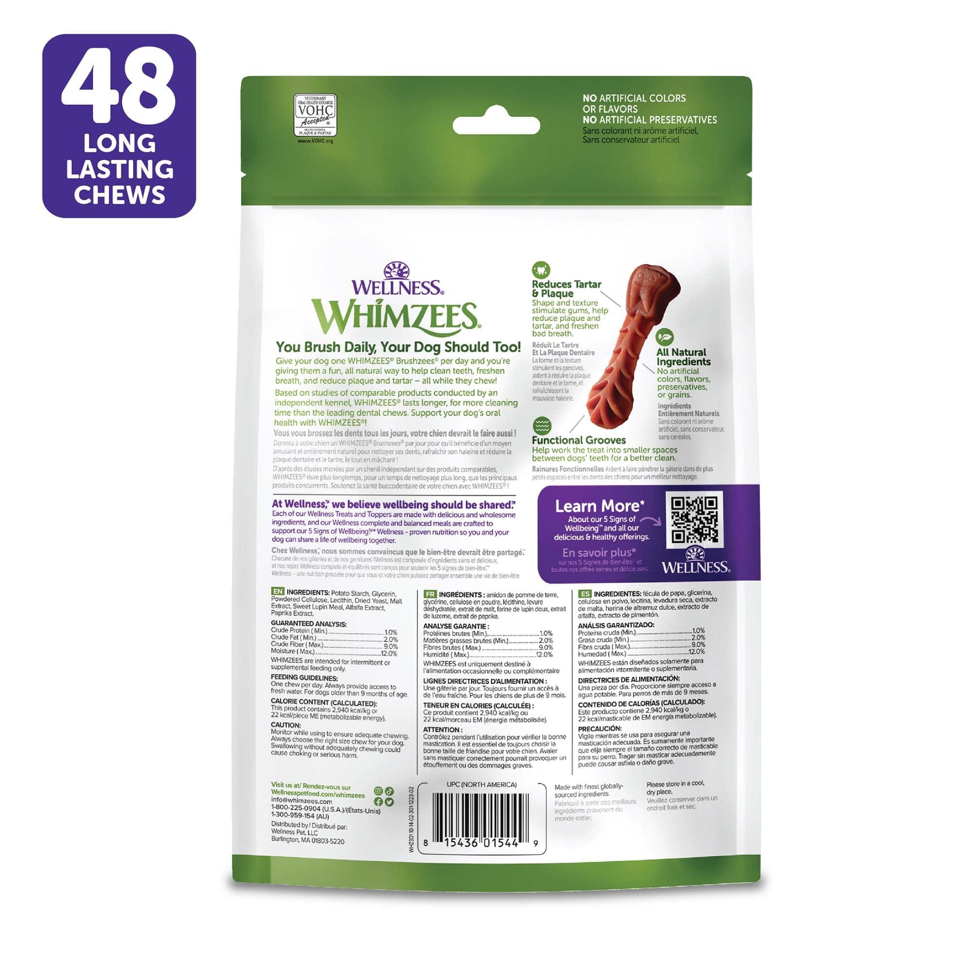 WHIMZEES Wellness Brushzees Dog Dental Treats, Natural Chews, Extra Small Size Stick, (48 Count) - Image 2