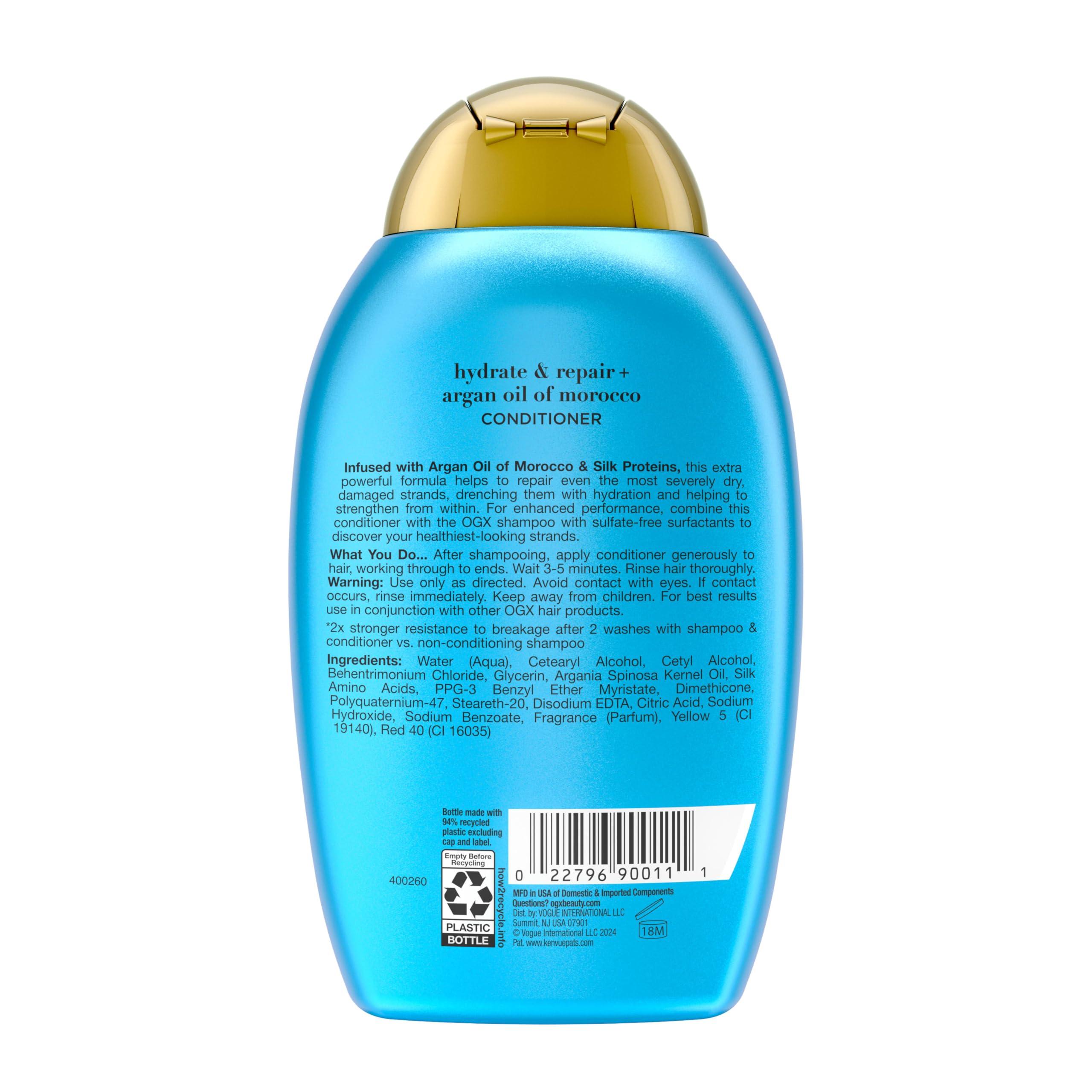 OGX Extra Strength Hydrate & Repair + Argan Oil of Morocco Conditioner for Dry, Damaged Hair, Cold-Pressed Argan Oil to Moisturize Hair, Paraben-Free, Sulfate-Free Surfactants, 13 Fl Oz - Image 9