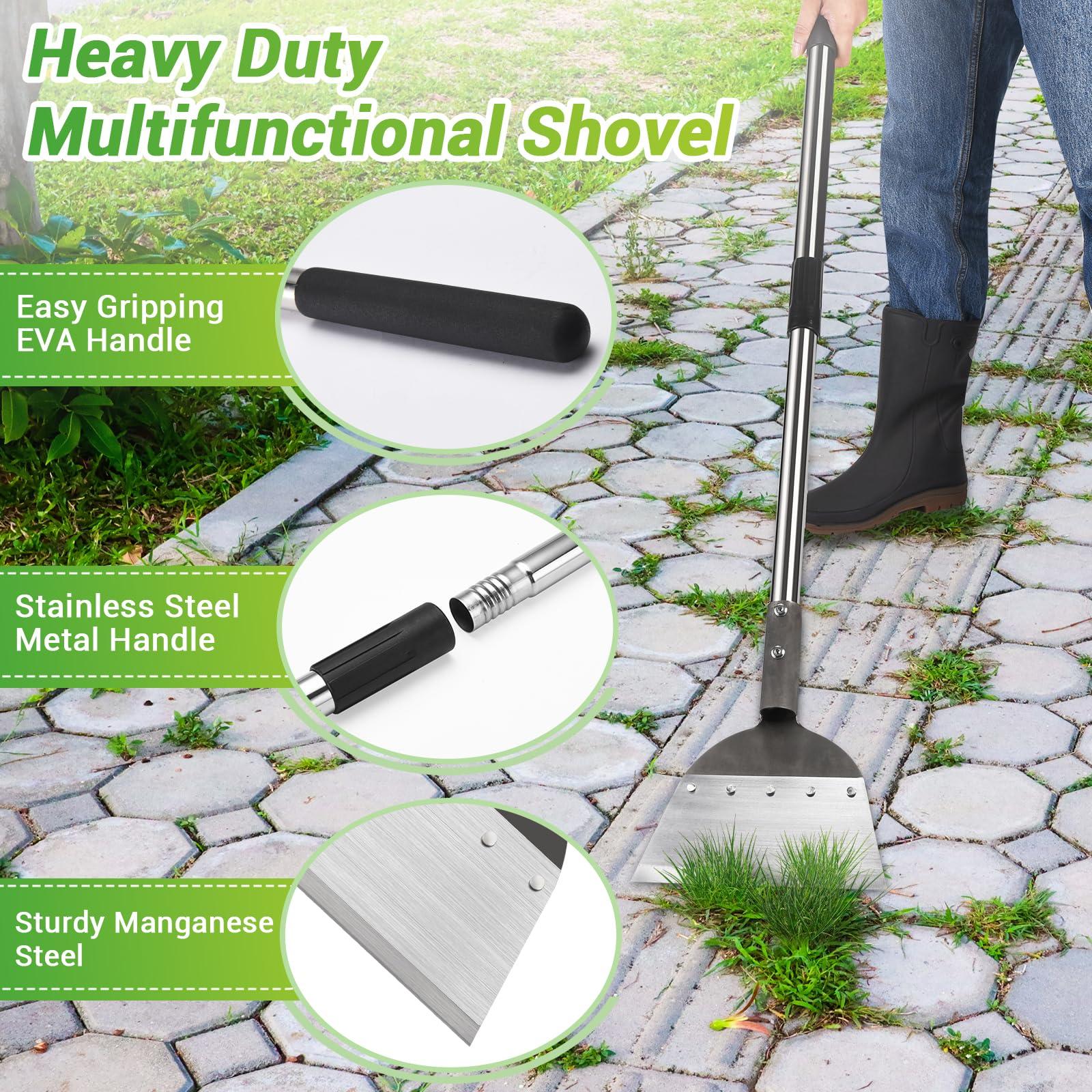 Multifunctional Flat Shovel - Heavy Duty Snow Shovel & Ice Scraper with Long Stainless Steel Handle, Garden Weed Spade for Digging & Lawn Edging - Image 3
