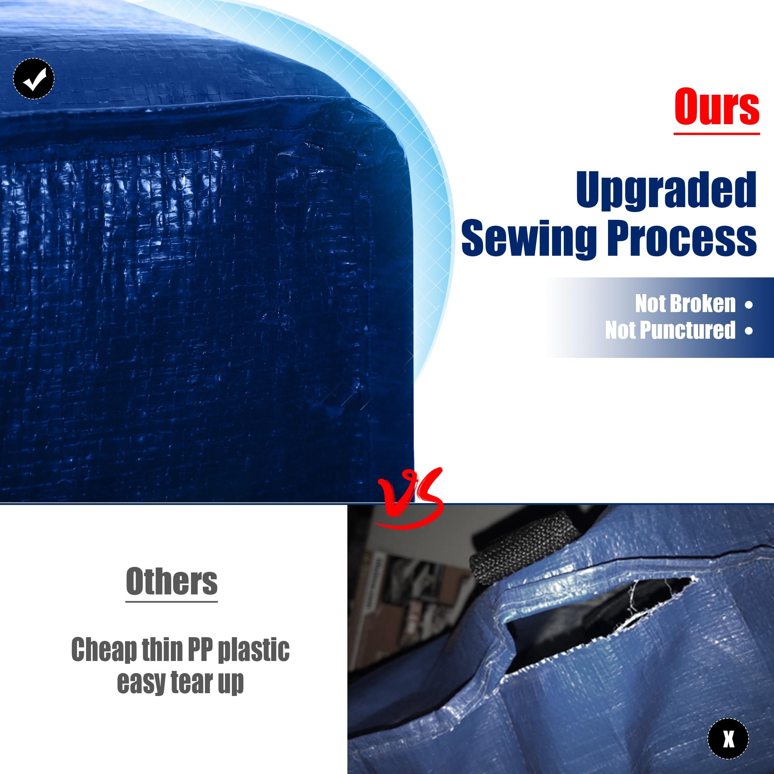 Cosy Family 4 Pack Heavy Duty Extra Large Moving Bags with Backpack Straps - Strong Handles & Zippers, Storage Totes For Space Saving, Fold Flat, Alternative to Moving Box (X-Large-Set of 4, Blue) - Image 4