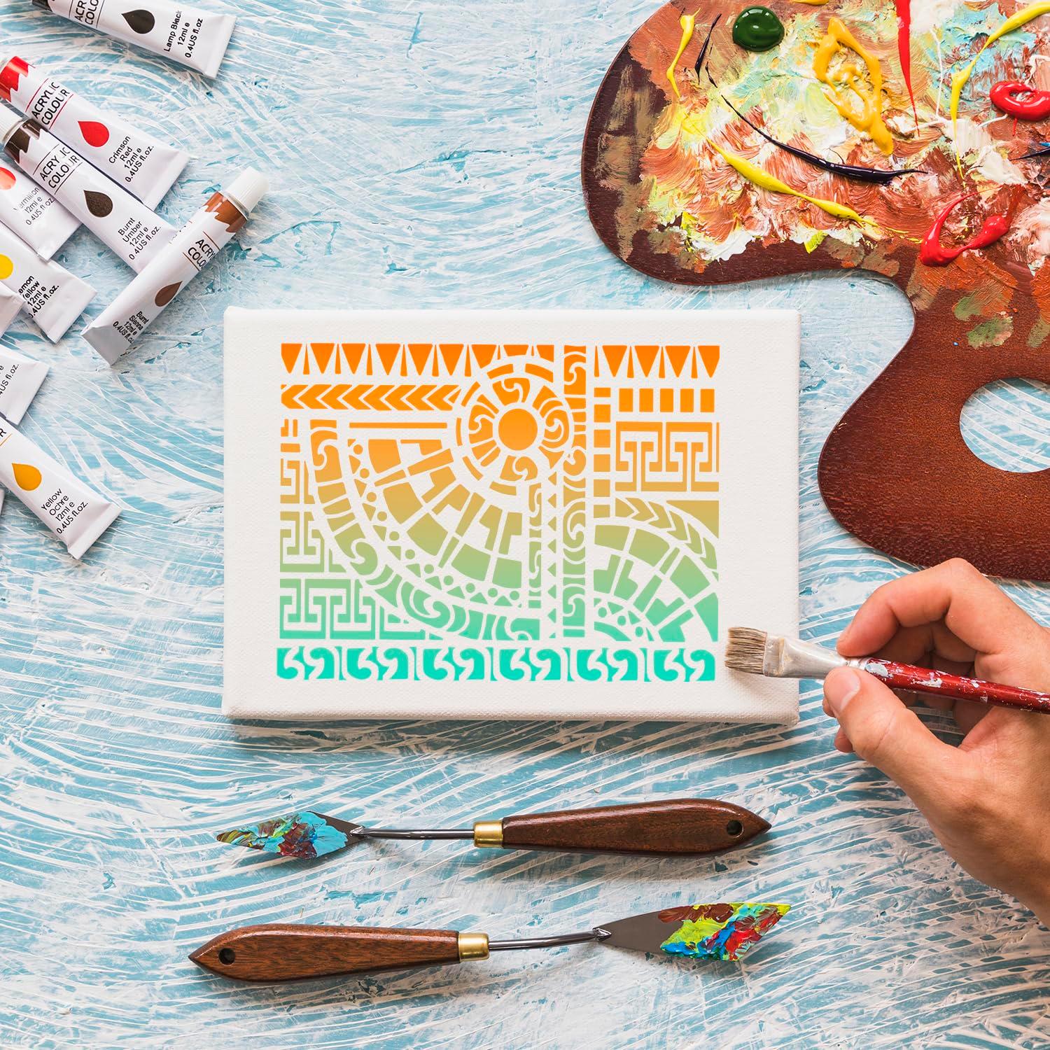 Stencils for Crafts Reusable Texture Stencils Geometric Stencil for Painting on Wood Furniture Card Canvas Paper Scrapbook - Image 7