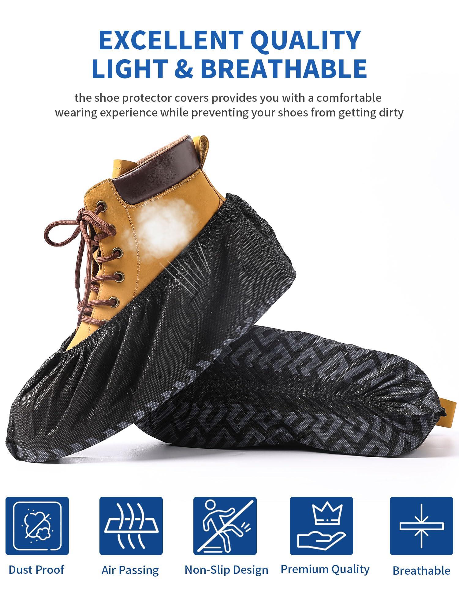 X-Large 50 Pack Shoe Covers Disposable Non-Slip, Black Non-Woven Fabric Boot Covers for Indoors Breathable Slip Resistant Durable Boot, Stretchable Fits Up to Size 13 US Men (Black 50 Pcs (XL)) - Image 6