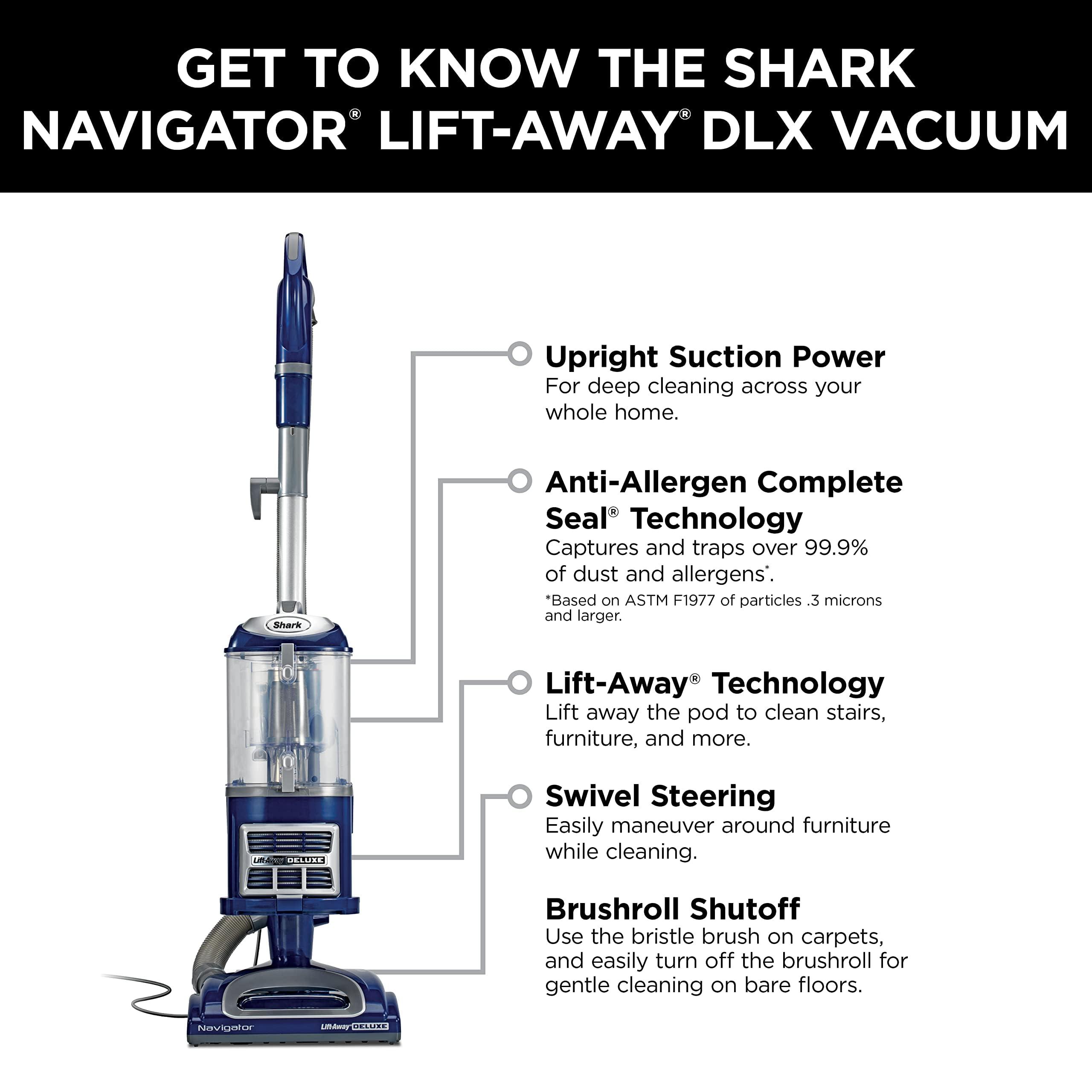 Shark Upright Vacuum, Navigator Lift-Away Deluxe with Large Dust Cup Capacity, HEPA Filter, Swivel Steering, Upholstery Tool & Crevice Tool, Blue, NV360 - Image 12