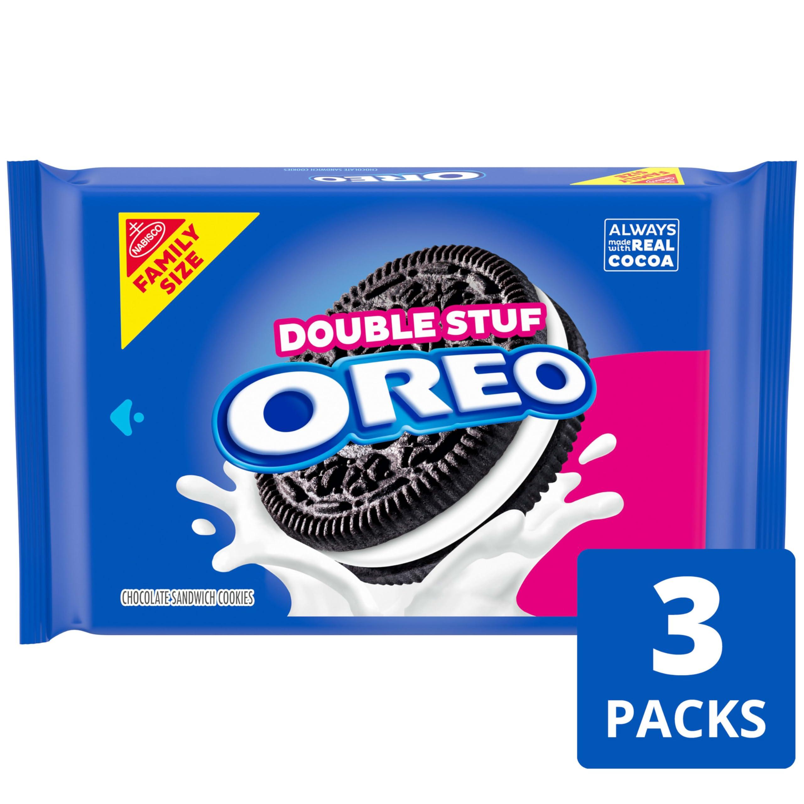 OREO Double Stuf Chocolate Sandwich Cookies, Family Size, 3 Packs - Image 2