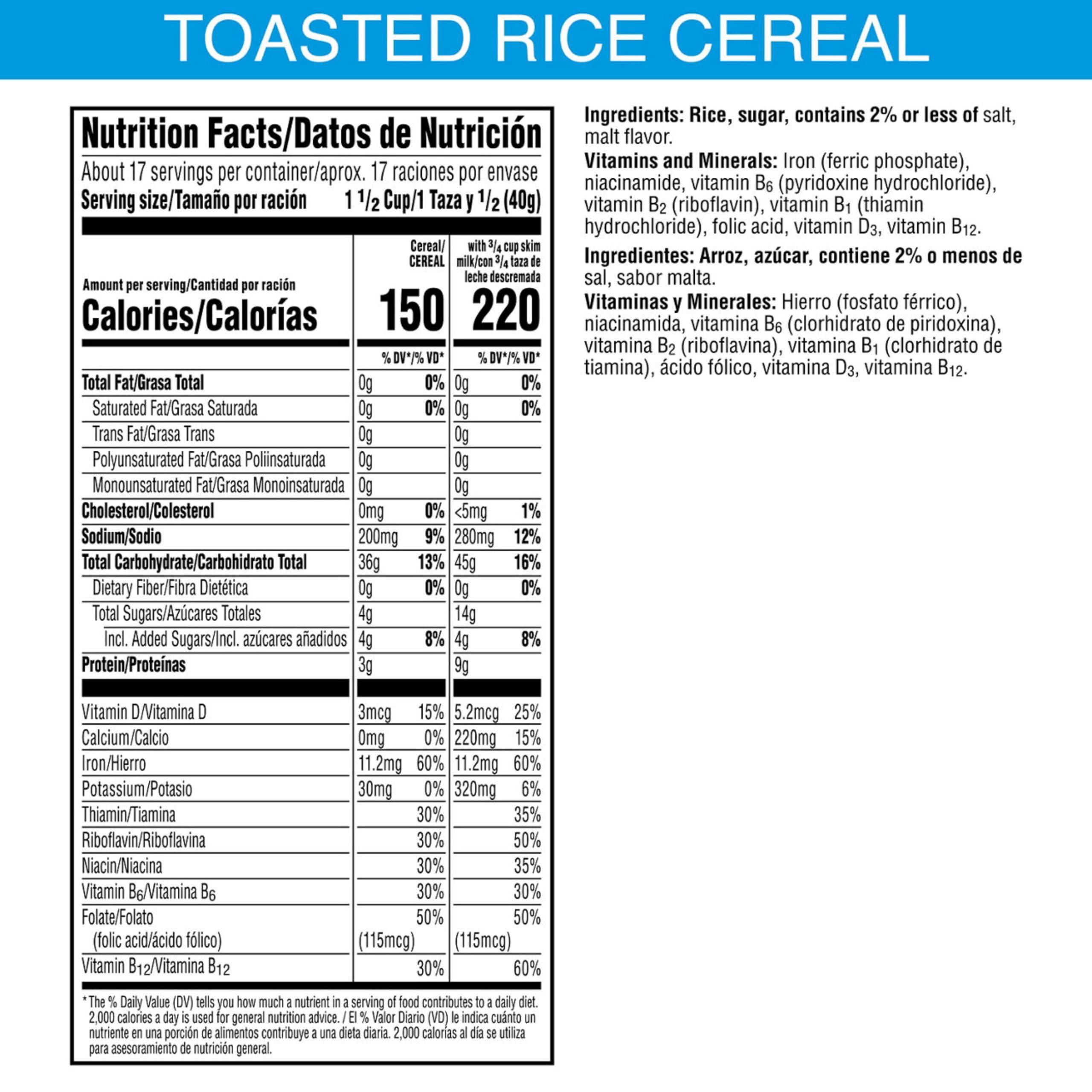 Kellogg's Rice Krispies Cold Breakfast Cereal, 8 Vitamins and Minerals, Rice Krispies Treats, Giant Size, Original, 24oz Box (1 Box) - Image 6