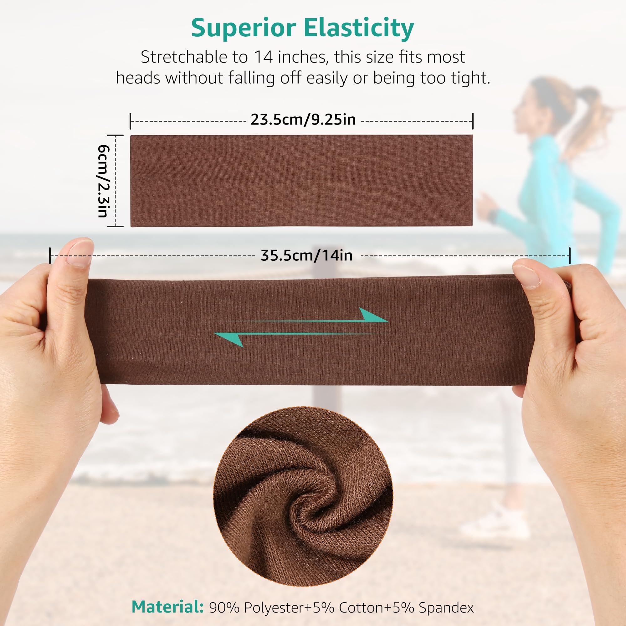 8 Pack Headbands for Women Non Slip - Stylish Sports Hair Bands for Women's Hair - Soft Cotton Cloth Stretchy Headbands for Women for Yoga, Outdoor Exercise Running - Image 2