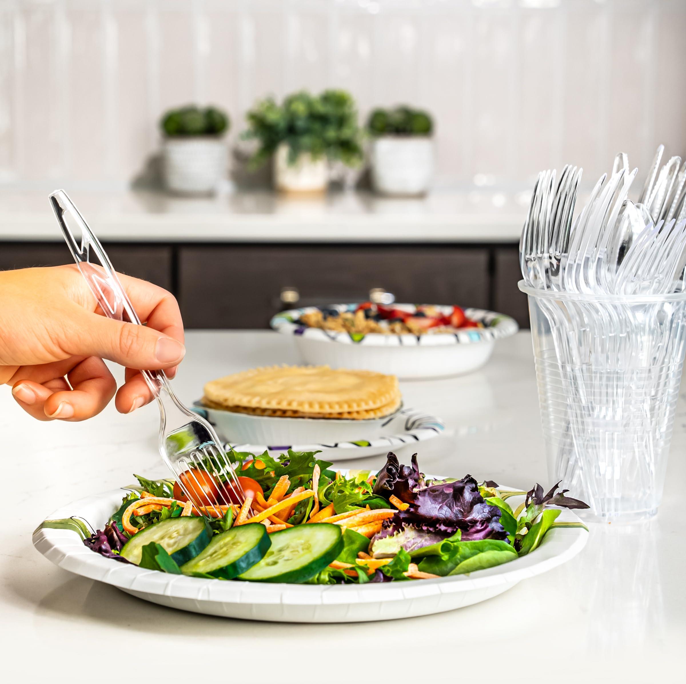 Amazon Basics Disposable Clear Plastic Forks, Premium Quality, 100 Count, Large Pack - Image 5
