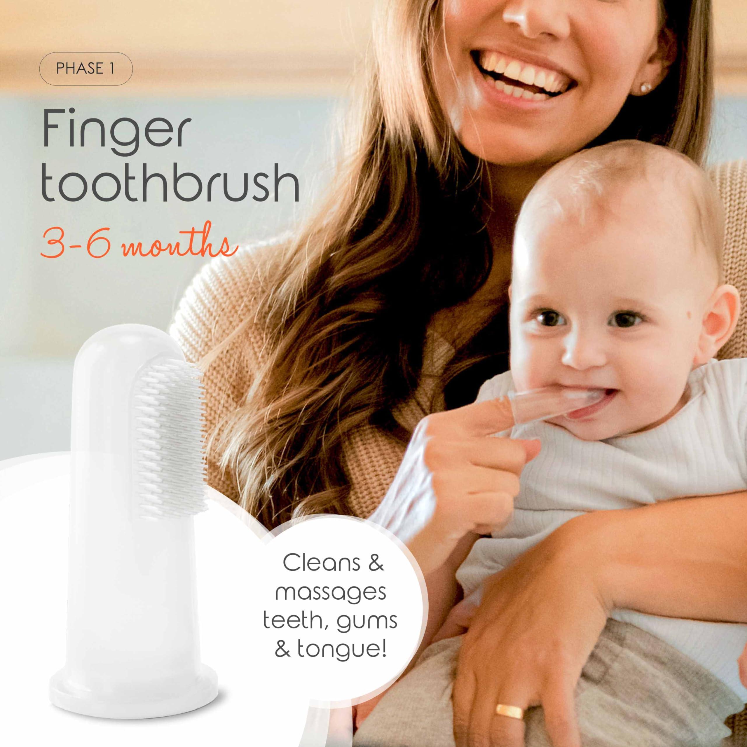Cherish Baby Care Baby Toothbrush & Toddler Toothbrush Set (0-2 Years) - BPA-Free & Safety-Tested, 2023 Award Winner, Food-Grade Silicone (Pink) - Image 3
