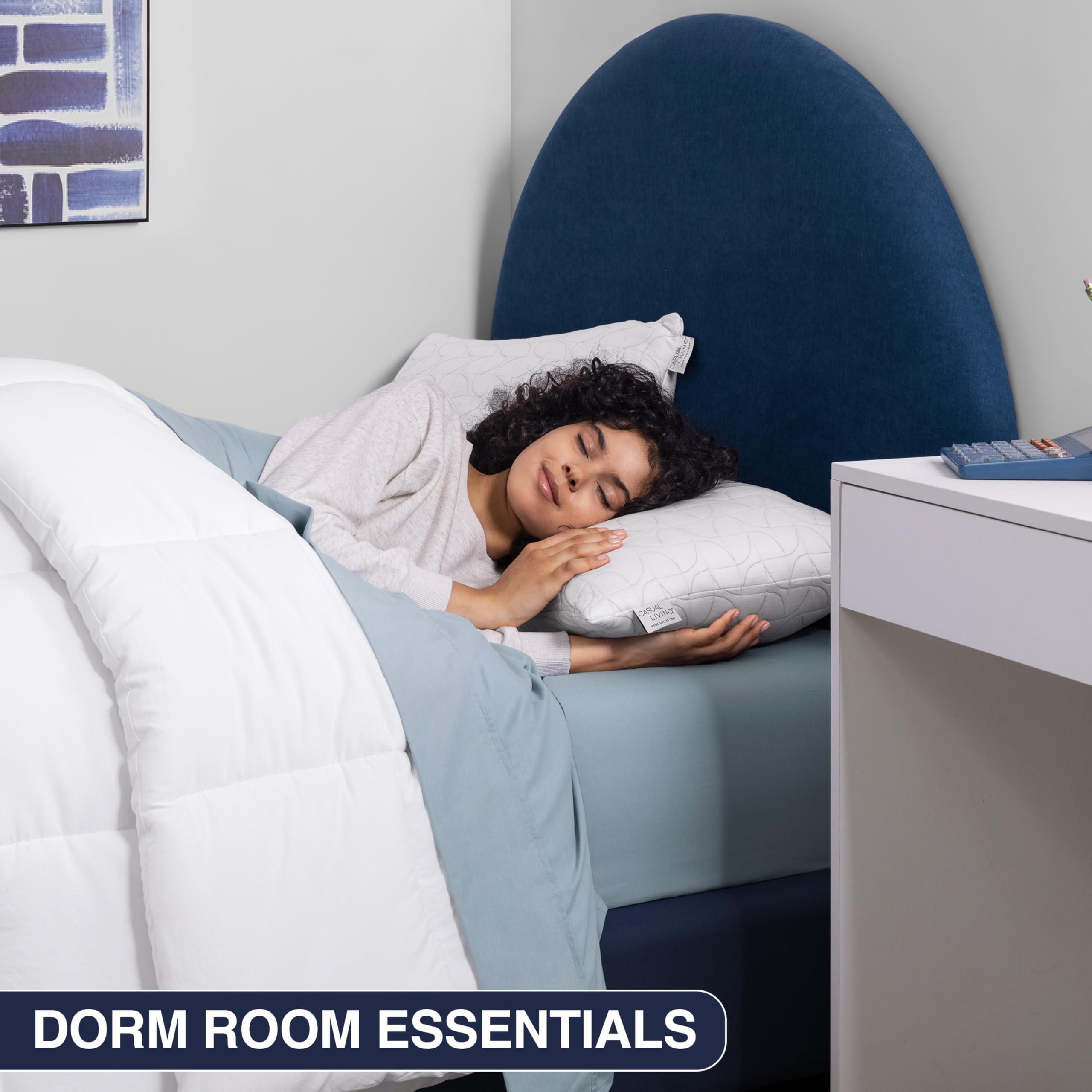 CASUAL LIVING Cooling Pillow Set of 10 Crushed Foam with Extra Fill Hypoallergenic Washable Removable Cover for Side Back and Stomach Sleepers Dorm Essential, Standard Size 19-inch x 25-inch, White - Image 5