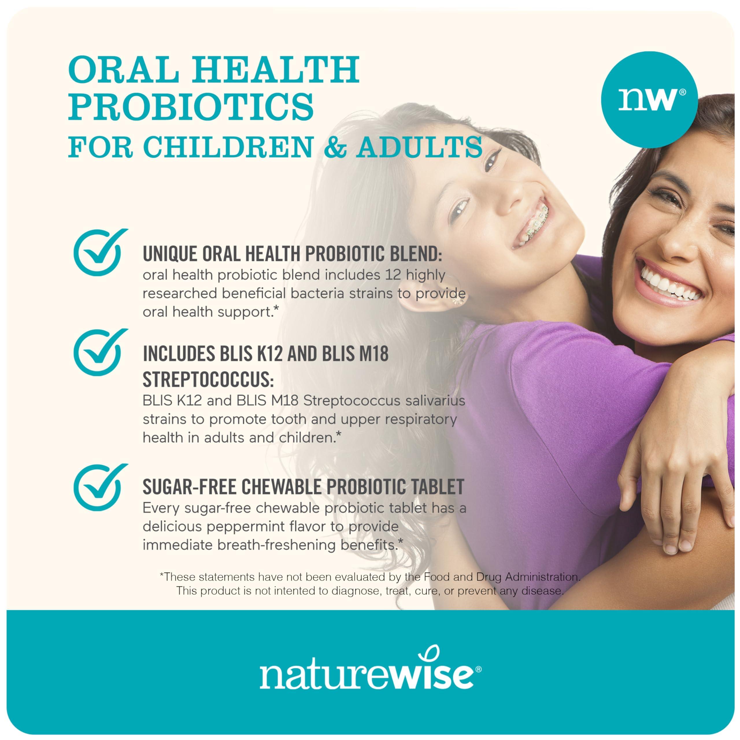 NatureWise Oral Probiotics for Teeth and Gums + Fresh Breath* - Chewable Sugar-Free Mint Tablet - Lactobacillus reuteri Chewable - Oral Health Probiotics For Kids & Adults - 50 Count[50-Day Supply] - Image 4