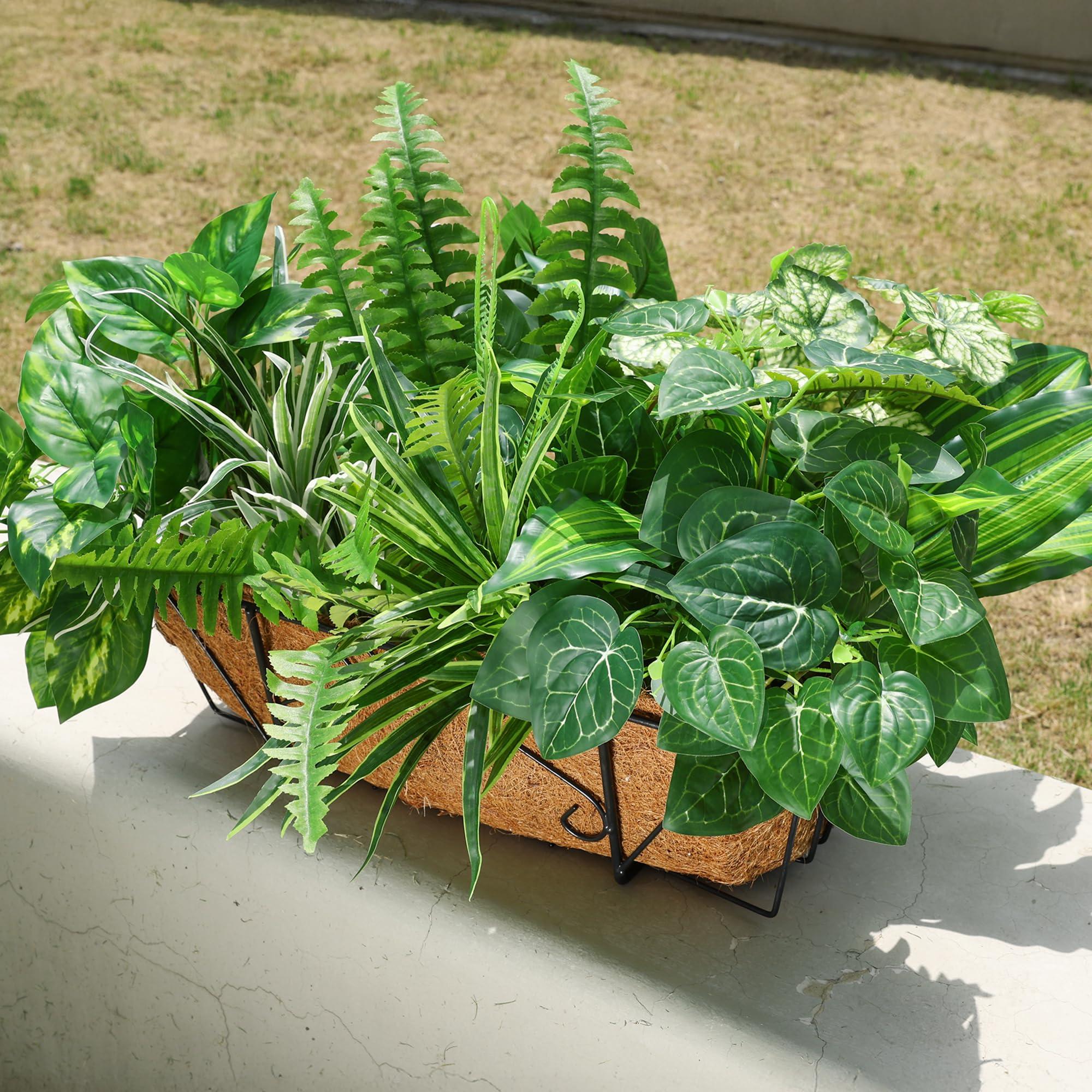 Starttag Artificial 8 Large Bunches Greenery Plants Fake Plastic Leaves with Stems UV Resistant Outside Faux Plants Bushes for Outdoor Patio Garden Front Porch Yard Decor - Image 4