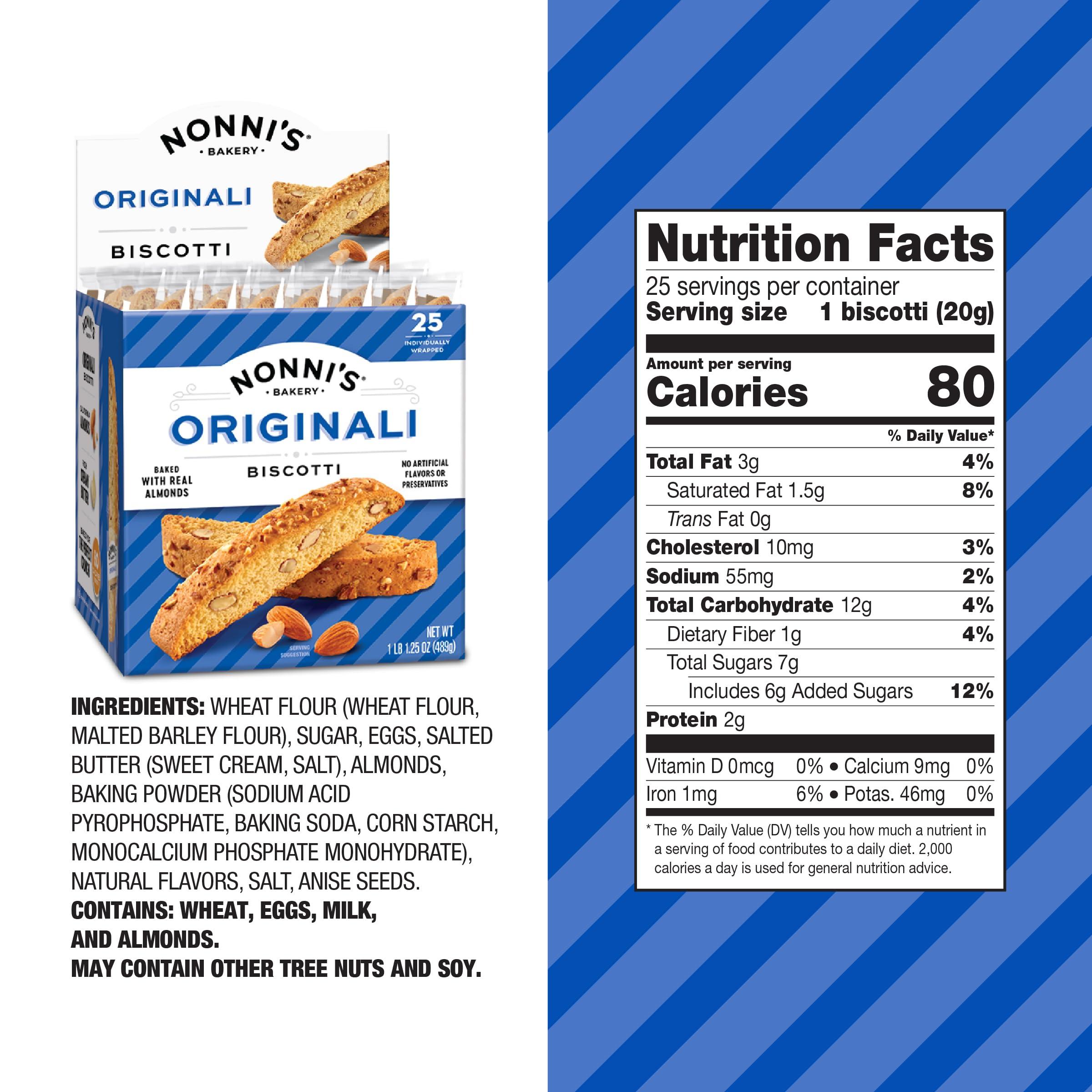 Nonni’s Originali Classic Almond Biscotti Cookies – Individually Wrapped Italian Coffee Snack, Crunchy Twice-Baked, 80 Cal Each, 17.25 oz Carton - Image 2