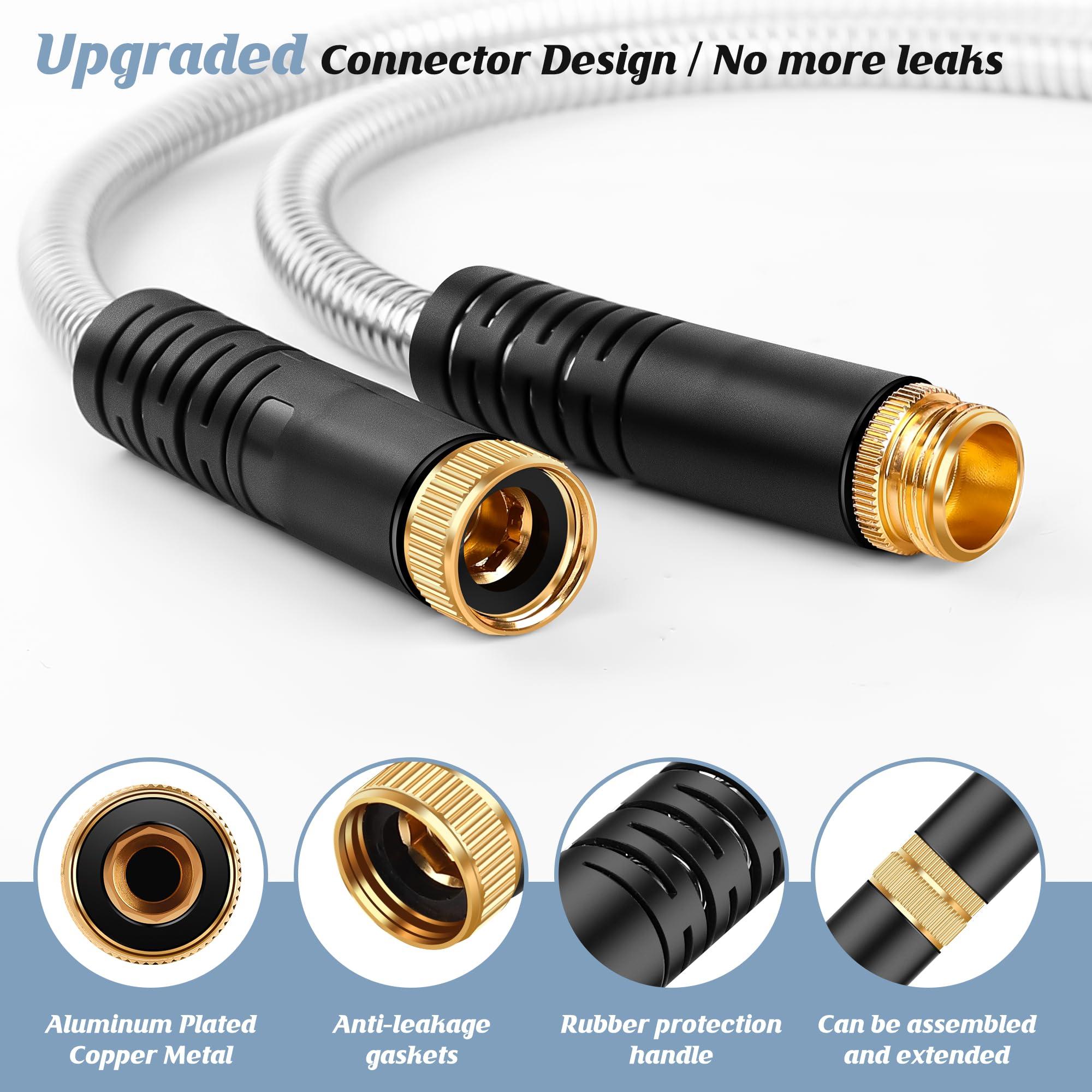 Advinski Garden Hose 100FT, Water Hose with 10 Function Nozzle, Garden Hose Metal with Leak-proof Connectors, No-Kink, Lightweight, Puncture-proof, Pet-proof, Sturdy, 550PSI, Hose for Outdoor, Yard - Image 4
