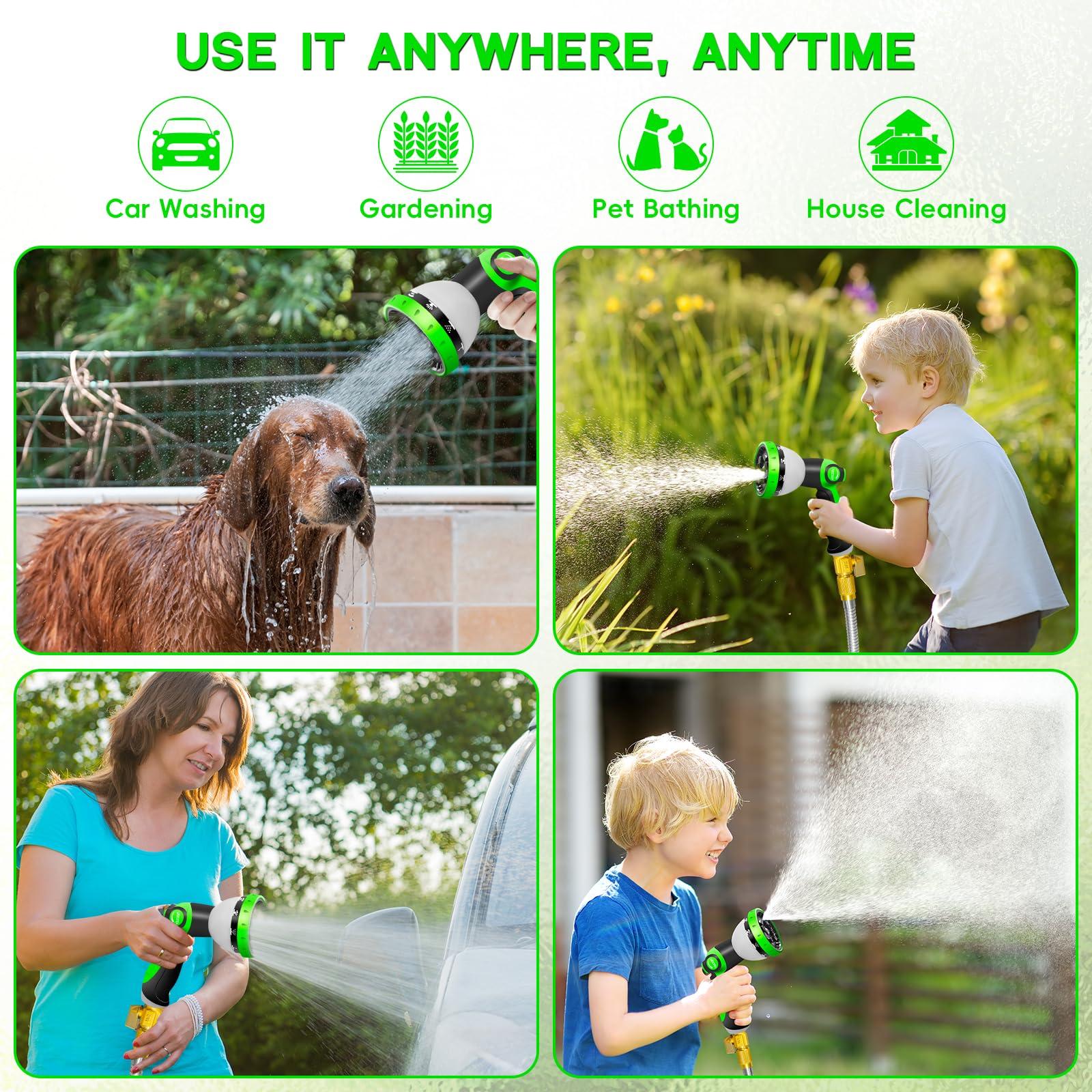 Junredy 50FT Stainless Steel Garden Hose, Heavy Duty Flexible Metal Water Hose with 10-Function Nozzle, Lightweight & No-Kink Garden Hose, Durable Solid Fittings for Lawn, Car, RV, Outdoor Watering - Image 6