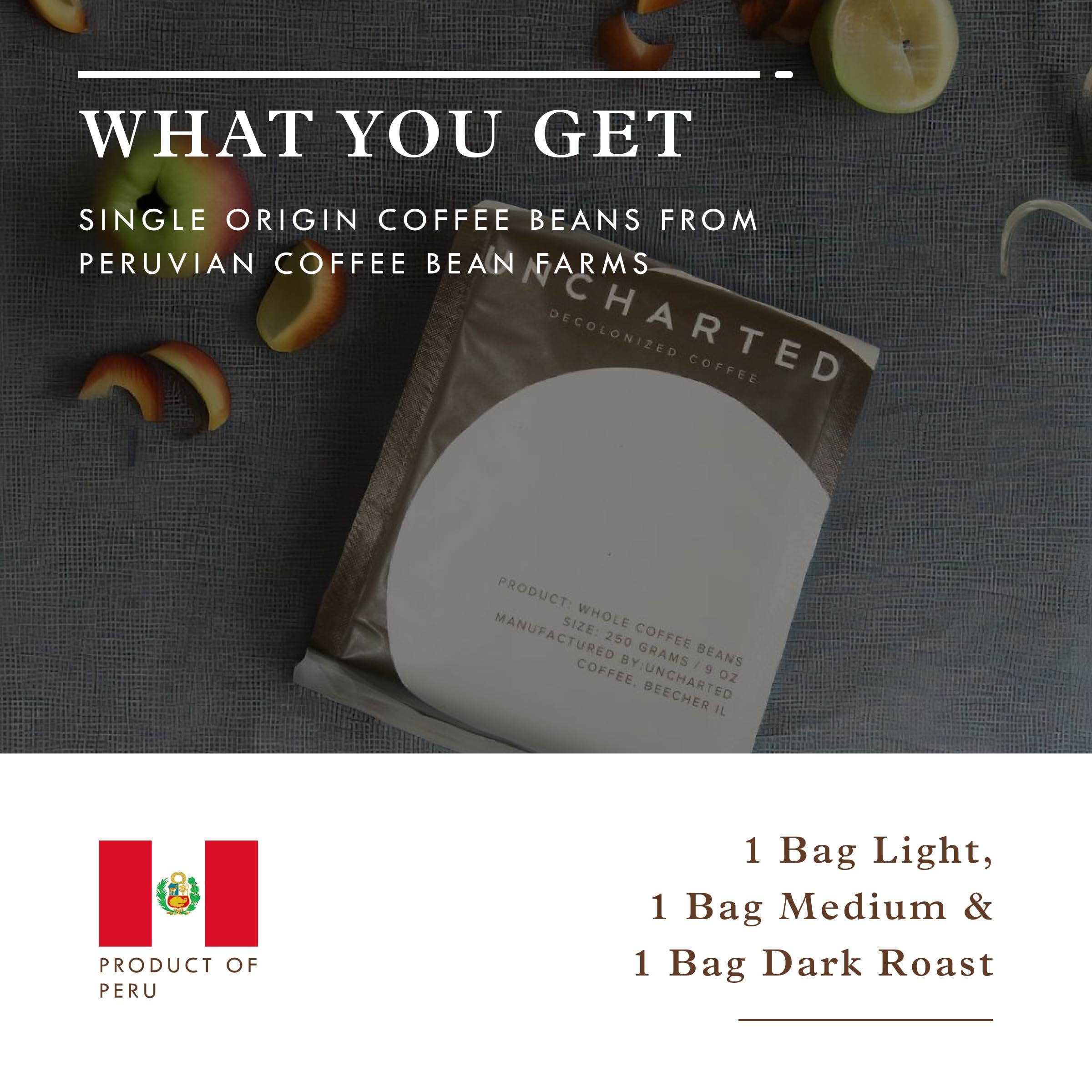 Single-Origin Organic Coffee Beans Gift Box, Light, Medium or Dark Roast Organic Whole Bean Coffee, 3 Pack Explorer, 9 oz each, 1740 Peru by Uncharted Coffee - Image 4