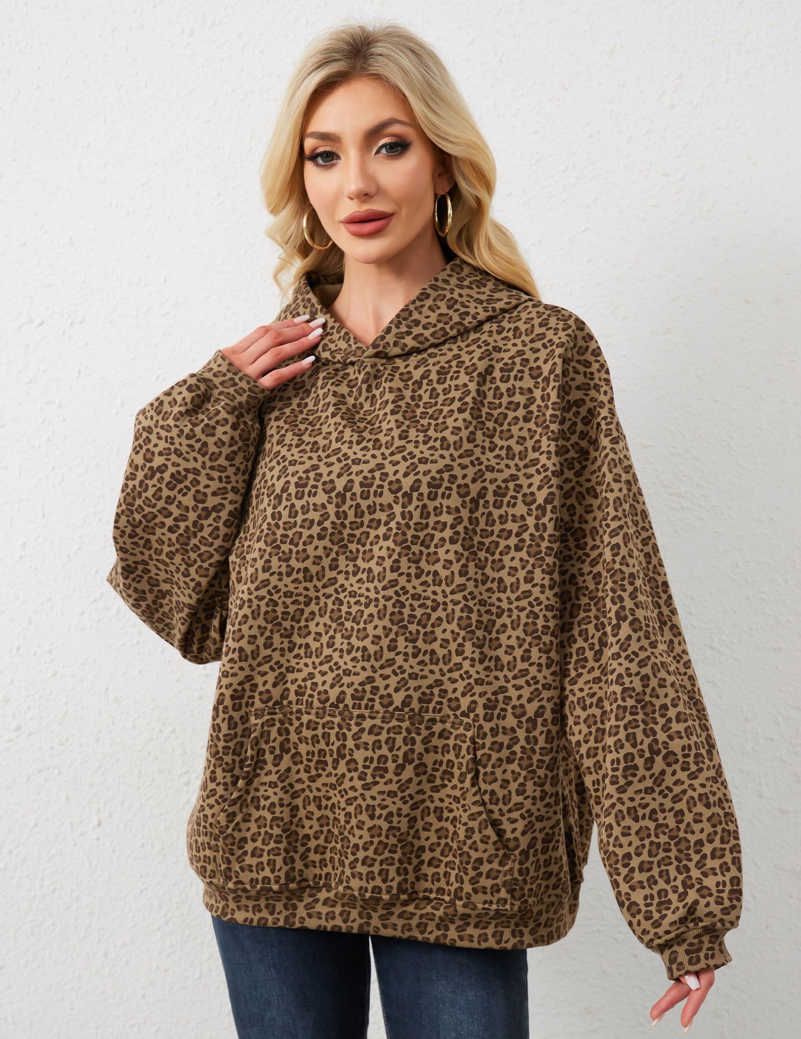 Eutten Womens Camo Hoodies Maple Leaf Print Oversized Hooded Sweatshirt Fleece Pullover Sweatshirts Long Sleeve with Pocket - Image 5