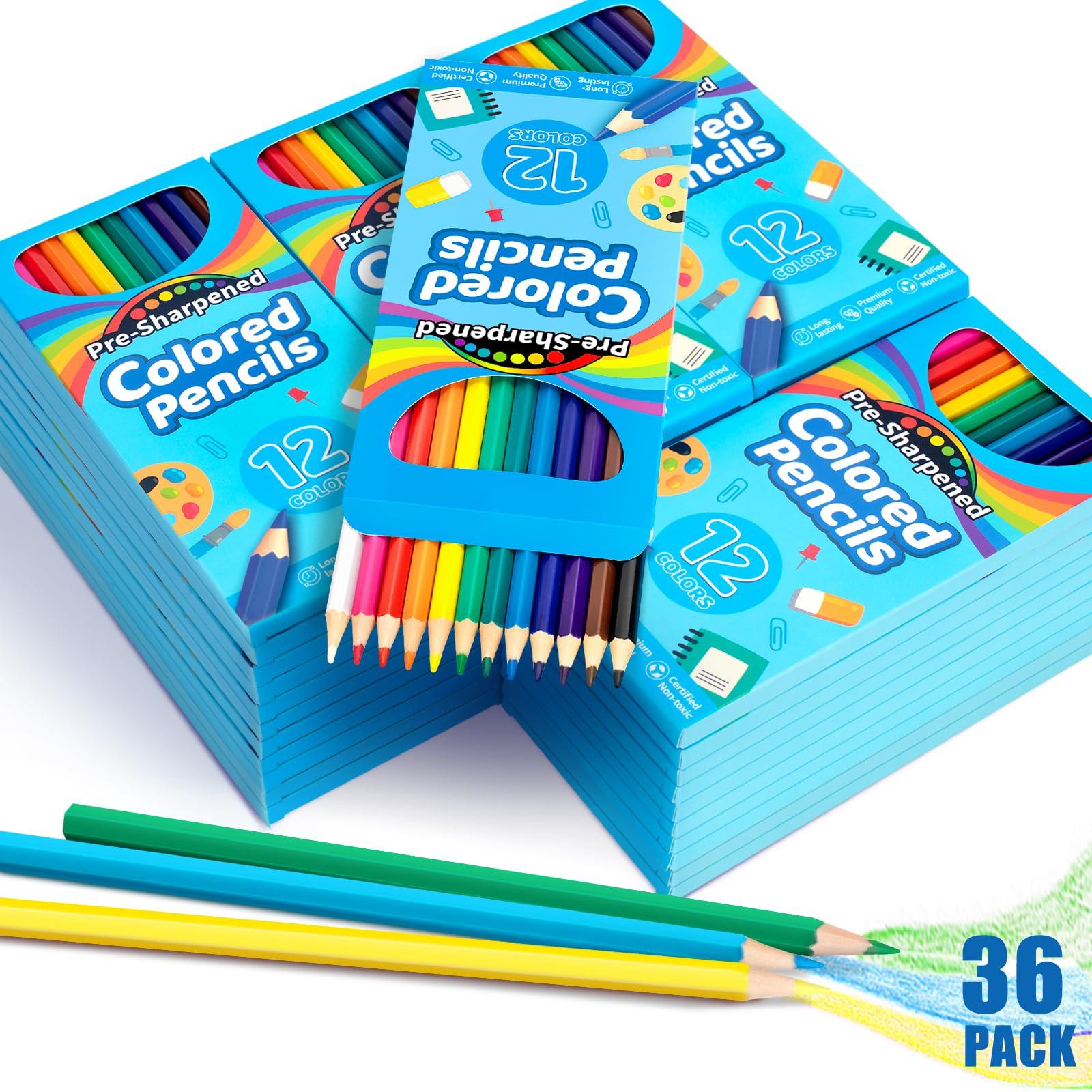 Jumlys 432 Count Colored Pencils Bulk, 36 Packs Pre-sharpened Coloring Pencils for Kids in 12 Colors, Bulk School Supplies for Teachers, Ideal Back to School Supplies & Classroom Prizes