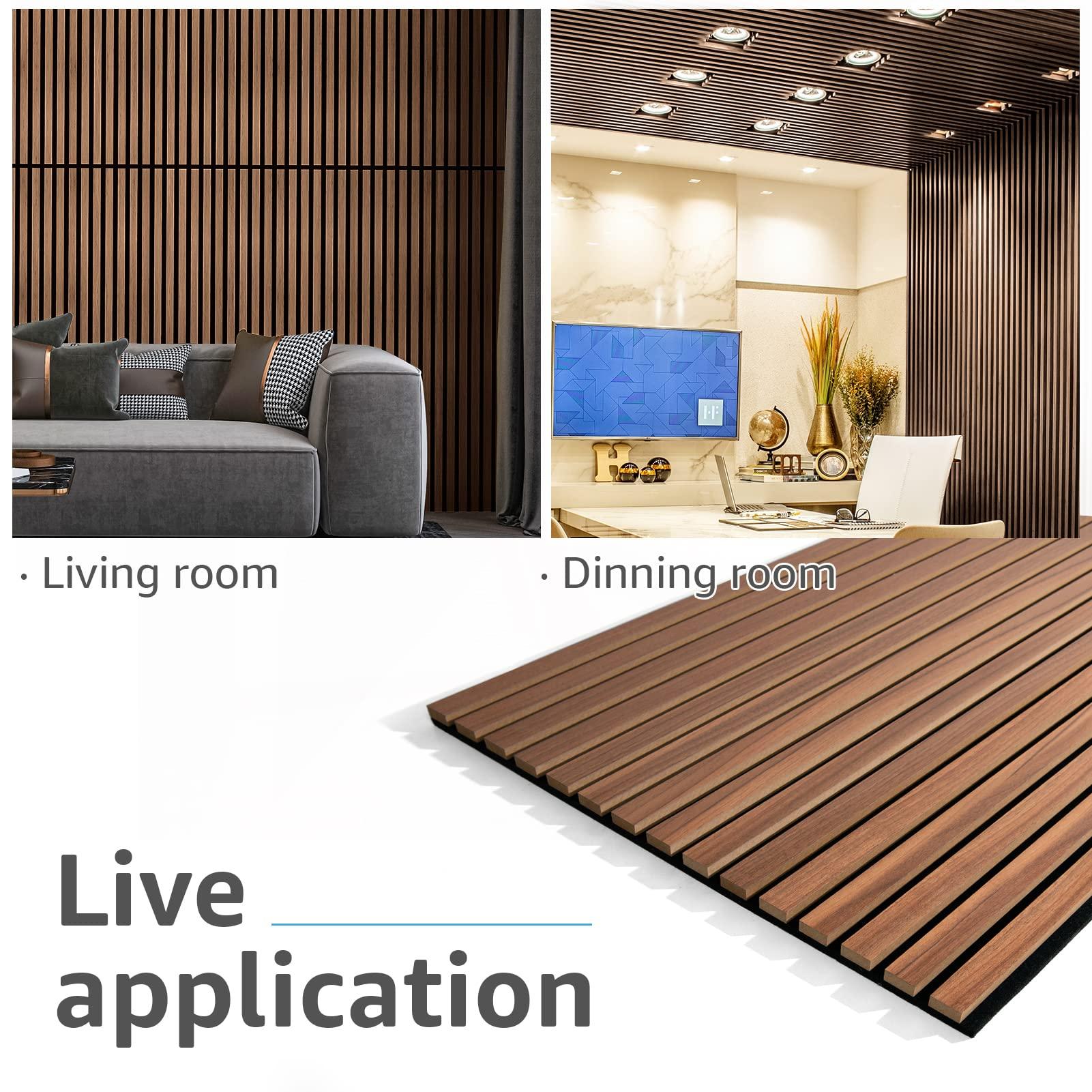 Art3d 2 Wood Slat Acoustic Panels for Wall and Ceiling - 3D Fluted Sound Absorbing Panel with Wood Finish - Walnut - Image 7
