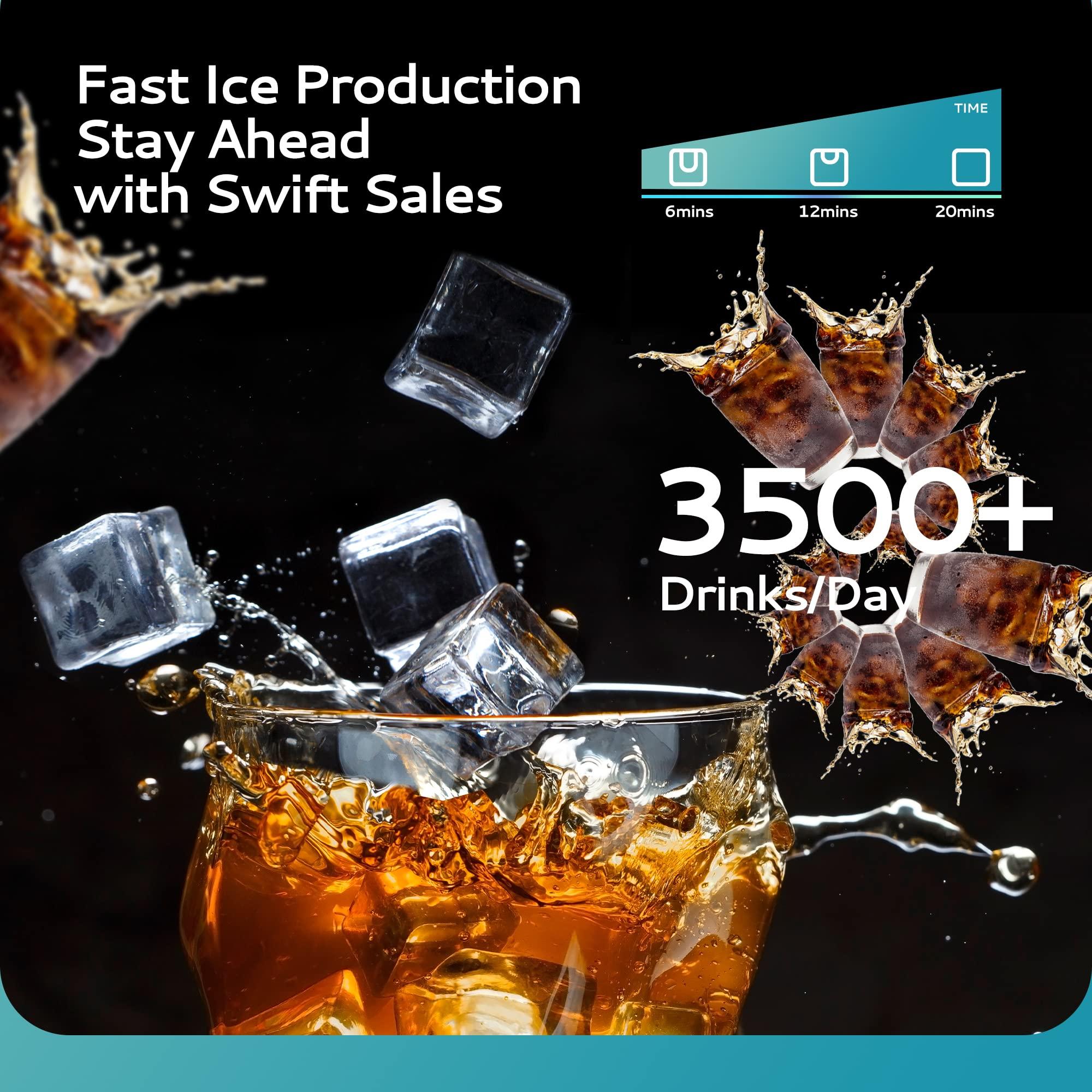EUHOMY Commercial Ice Maker Machine 400Lbs/24H, SECOP Compressor&ETL Approval, Industrial Ice Machine, 250Lbs Storage, Ice Ready in 8-15 min, Stainless Steel Ice Maker for Bar/Cafe/Restaurant/Business - Image 3