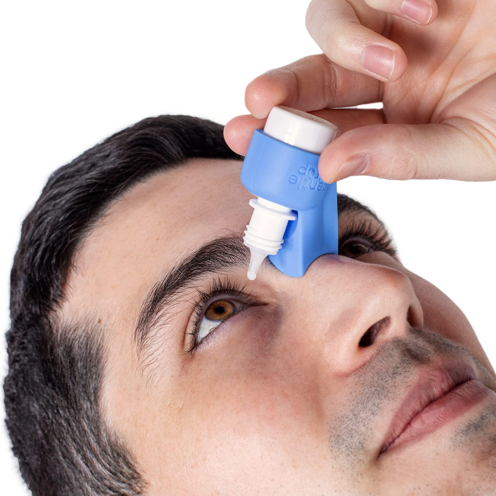 GentleDrop Eye Drop Guide | Reusable Silicone Aid to Help Aim Most Eyedrop Bottles | Bottle Holder Accessory Tool Assists Adults Elderly | Dispenser Invented by Doctors
