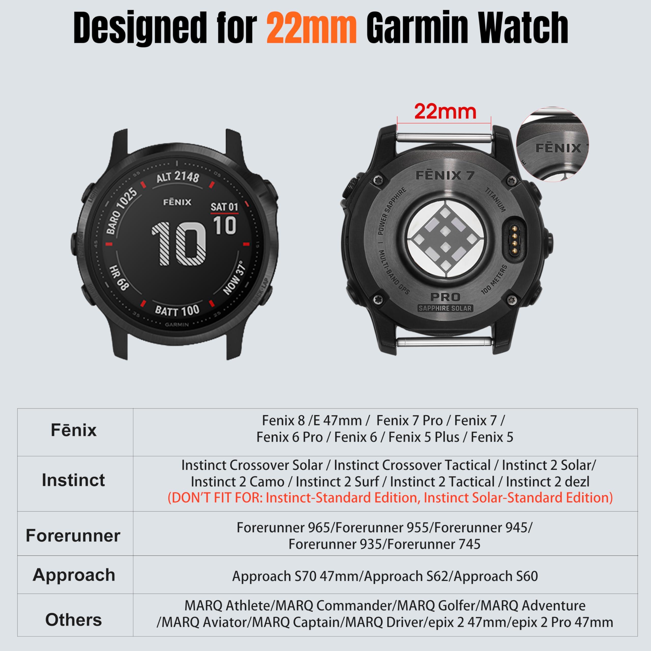 Bandletic Compatible with Garmin Instinct Watch Bands - Magnetic Silicone Rugged Sport Strap Quick Fit 22mm Watch Band for Fenix E/8/7/6/5/Forerunner 965/955/945/935/745/Epix 2/Approach S70/S62/S60 - Image 5