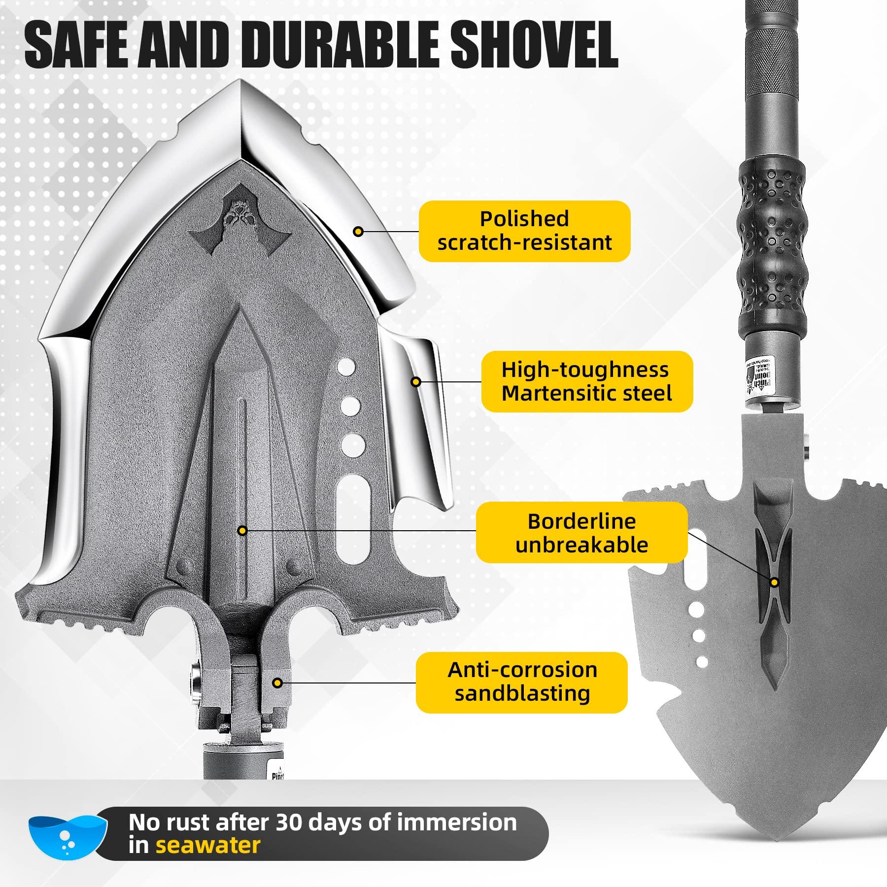 Zune Lotoo Survival Shovel Multitool 28 in 1 Luxury Kit, Tactical Camping Folding Shovel, Unbreakable Martensitic Steel Adjustable 7 Angles 24-35.4'' Length, Compact Gear for Outdoor Hiking Emergency - Image 6
