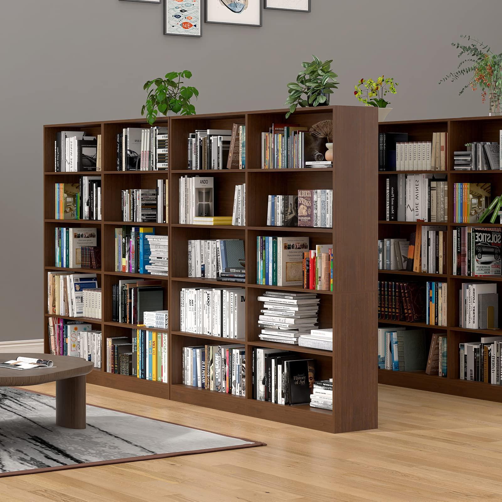 LZ-DONGMAN 5 Shelf Wood Bookcase Freestanding Bookshelf for Home Office Library Small Narrow Space(11.8" D x 31.5" W x 67.9" H,Brown,5-Layers) - Image 5