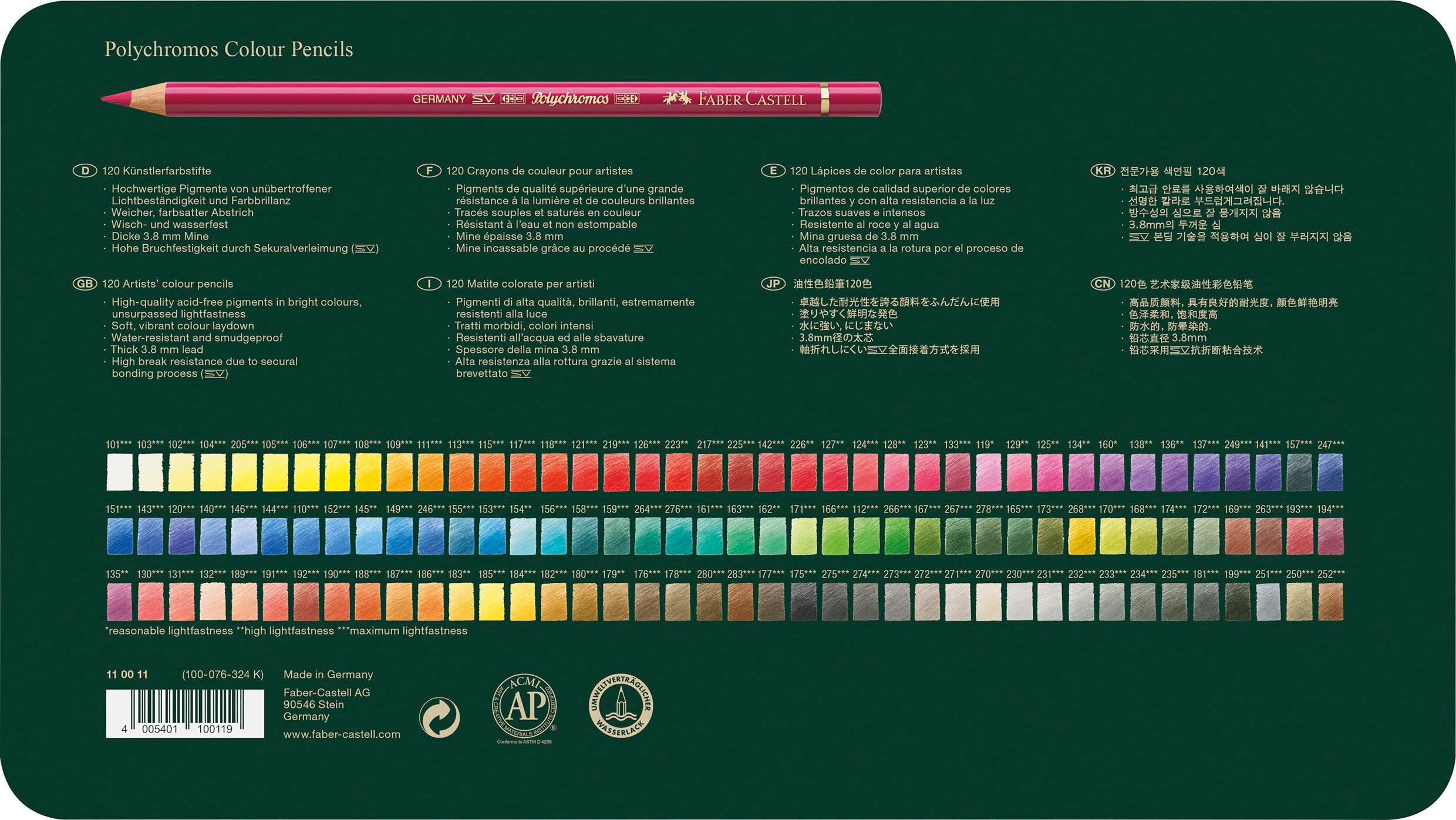 Faber-Castell Polychromos Artists' Color Pencils - Tin of 120 Colors - Premium Quality Artist Pencils - Image 3