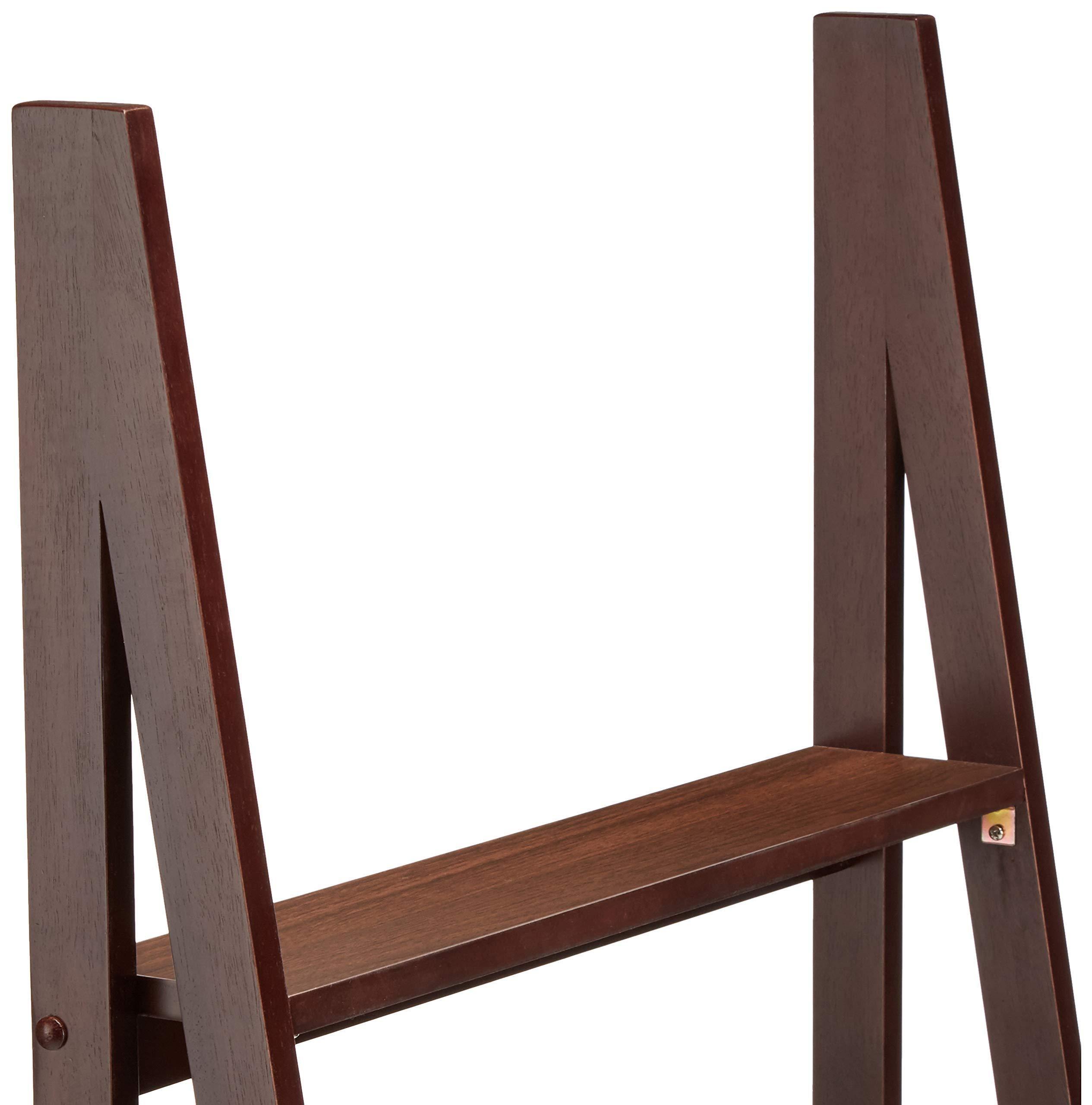 Amazon Basics Ladder Bookshelf Organizer, Solid Rubberwood Frame, Espresso Finish, 5 Shelves, 14" D x 24.8" W x 70.1" H - Image 5