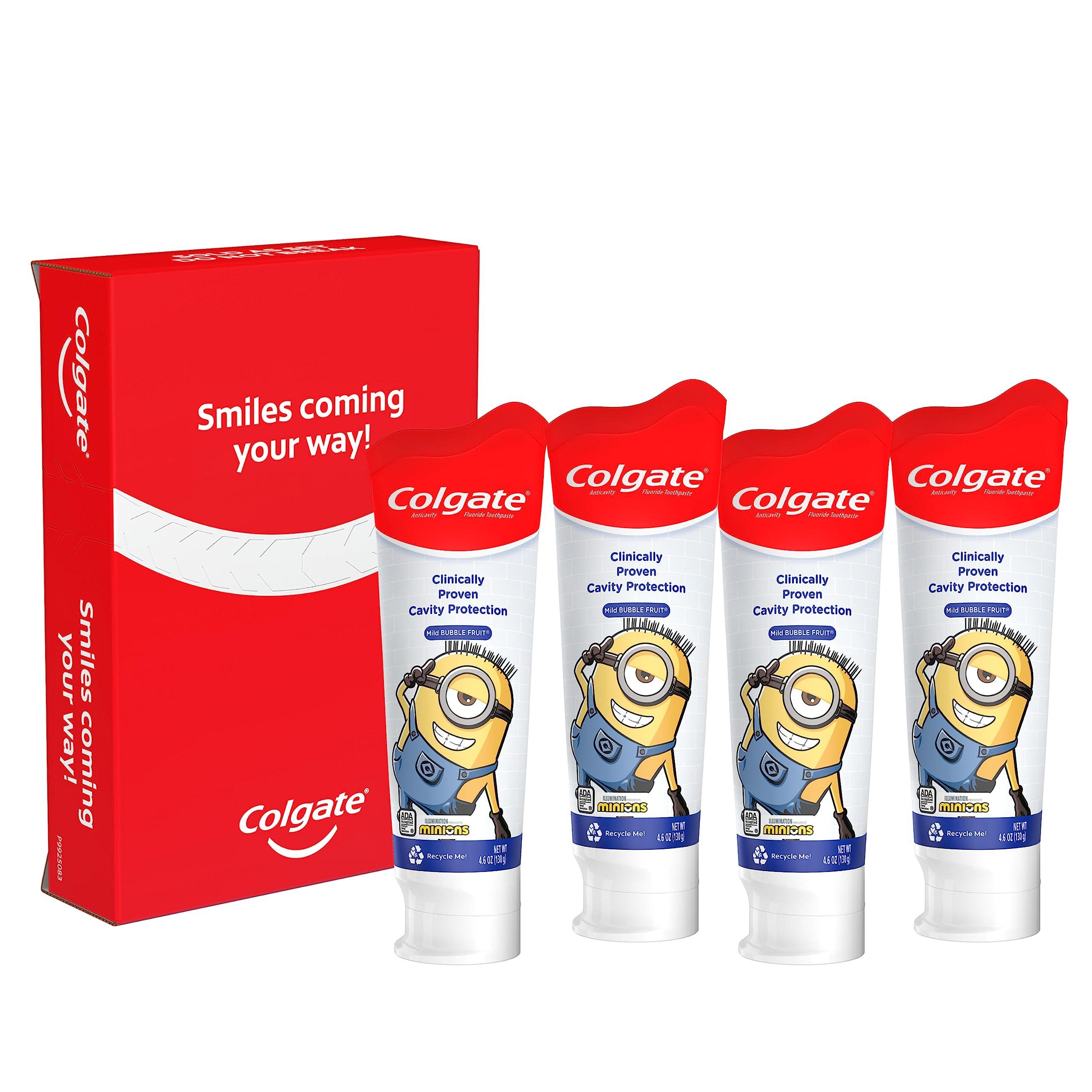Colgate Kids Toothpaste with Anticavity Fluoride, Minions, ADA-Accepted Fluoride Toothpaste, 4.6 Ounce Tube, 4 Pack - Image 1