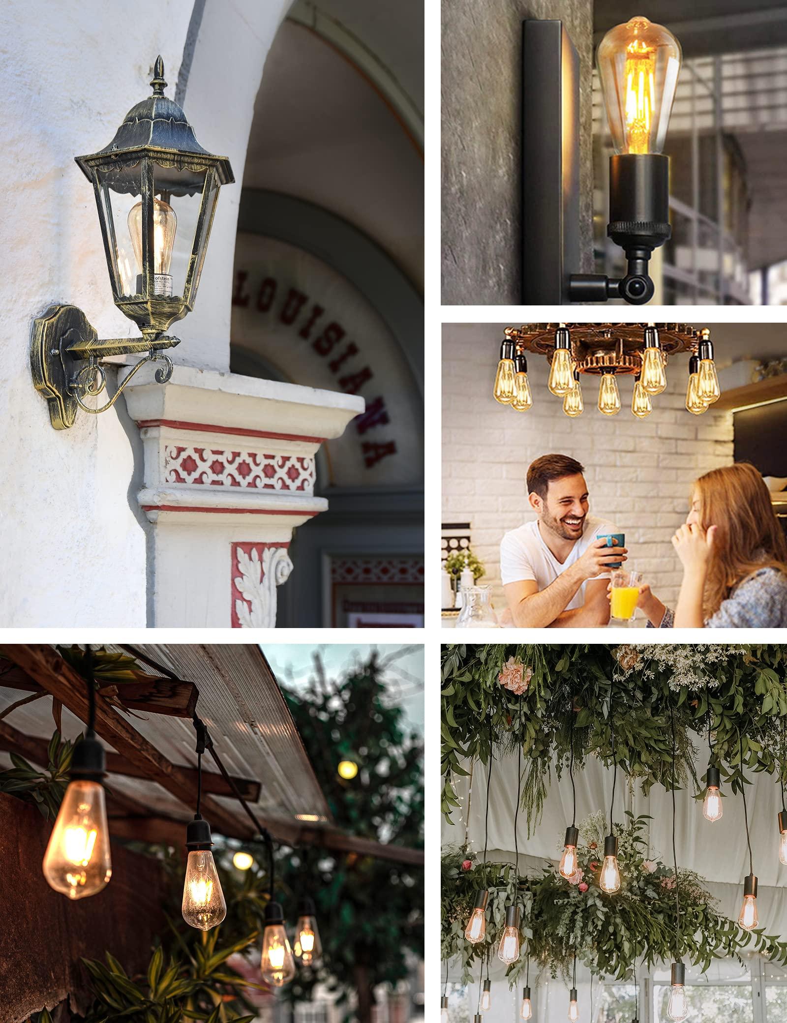 Qualilux Dusk to Dawn Edison Light Bulbs ST58(ST19), Vintage Amber Glass, 2300K Warm Light, 6.5W=60W, Auto On/Off Light Sensing LED Filament Bulb Outdoor, 700LM, Non-Dimmable, E26, 2-Pack, HQ-H027 - Image 6