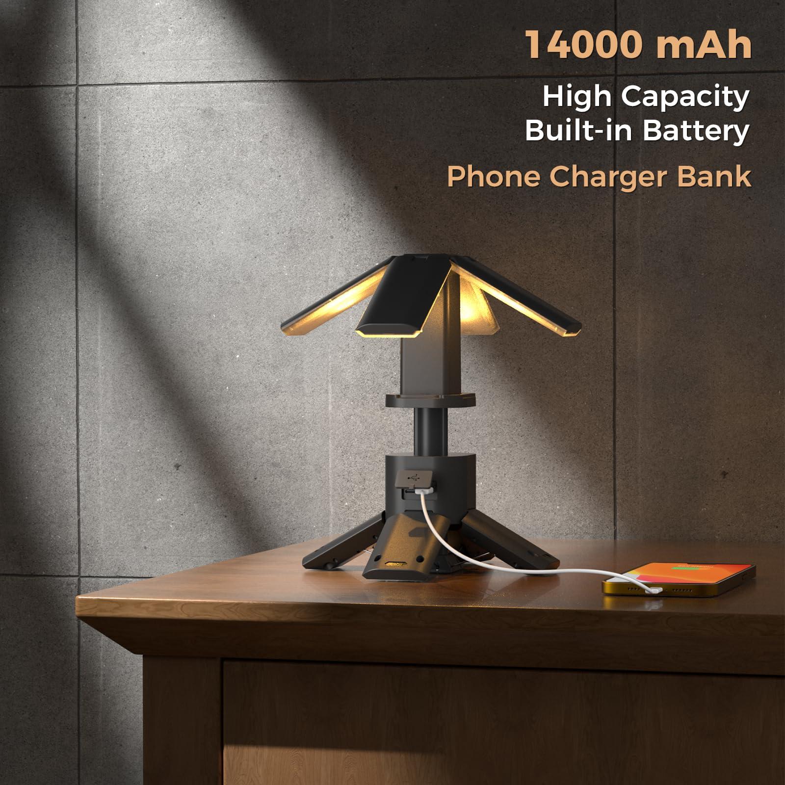 Clemas Telescopic Camping Lights Rechargeable 14000 mAh Led Multifunction Magnetic Lanterns Job Site Lighting Cordless Dimmable Camping Tent Lamp Portable Power Supply 6000LM IPX5 Waterproof - Image 5